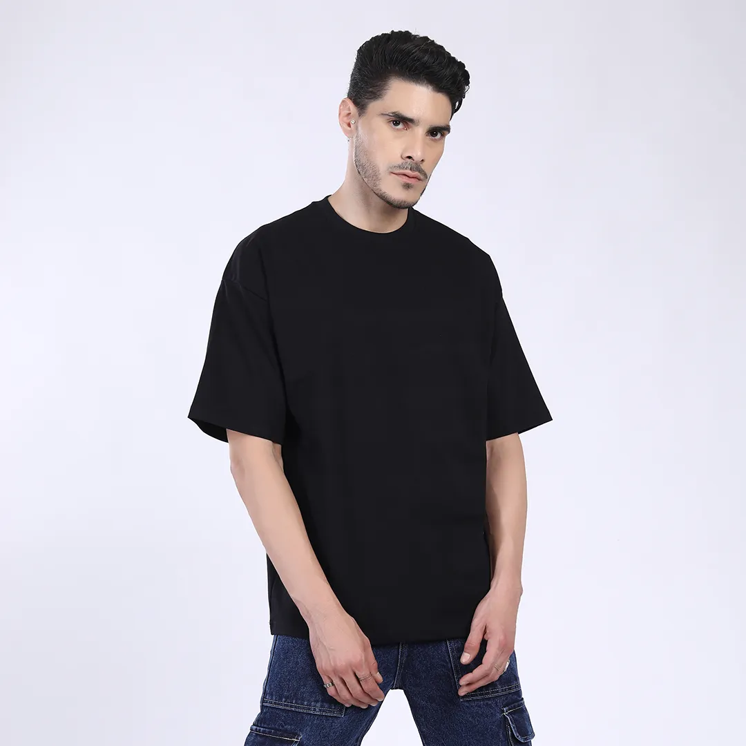 MEN'S BLACK OVERSIZED COTTON T-SHIRT