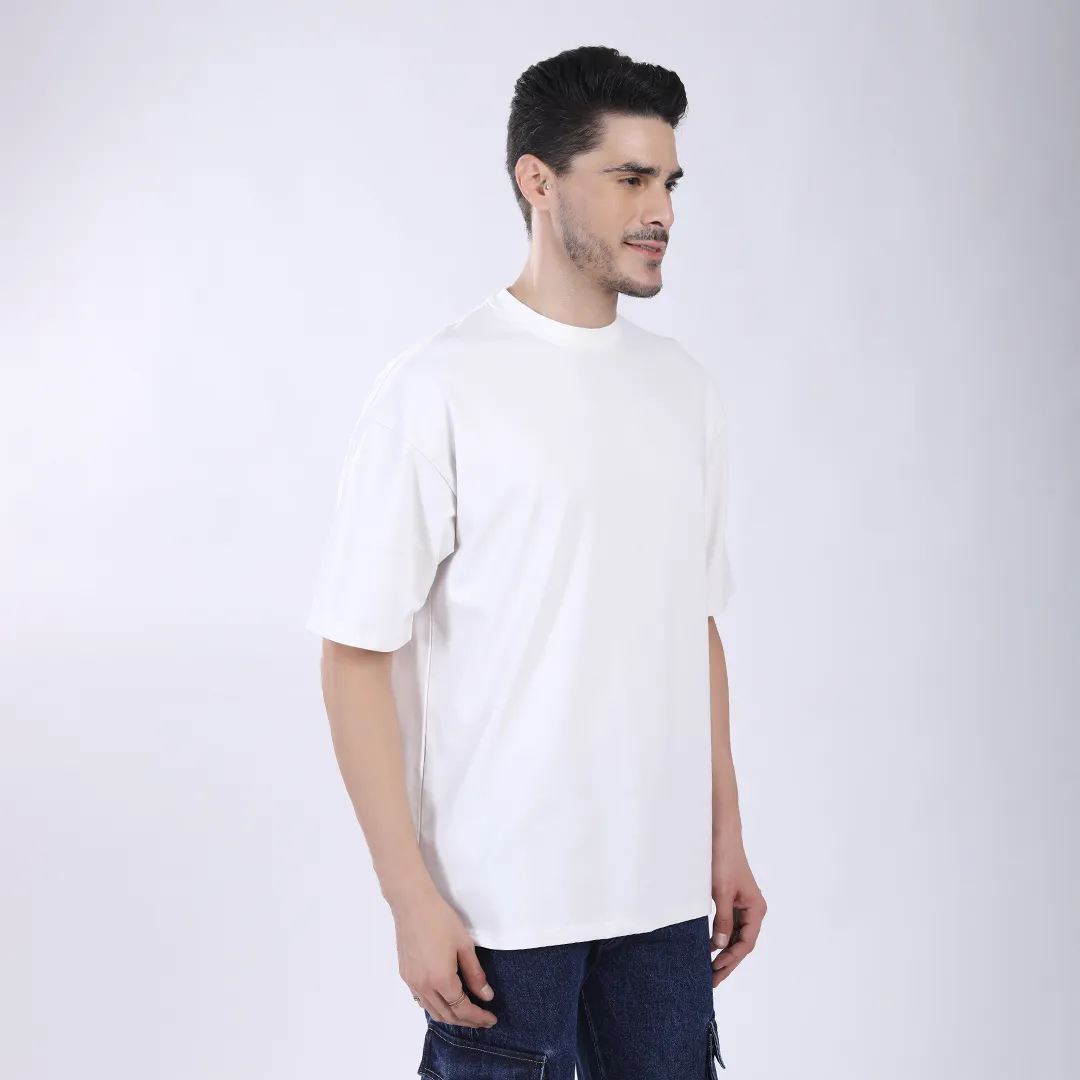 MEN'S WHITE OVERSIZED COTTON T-SHIRT