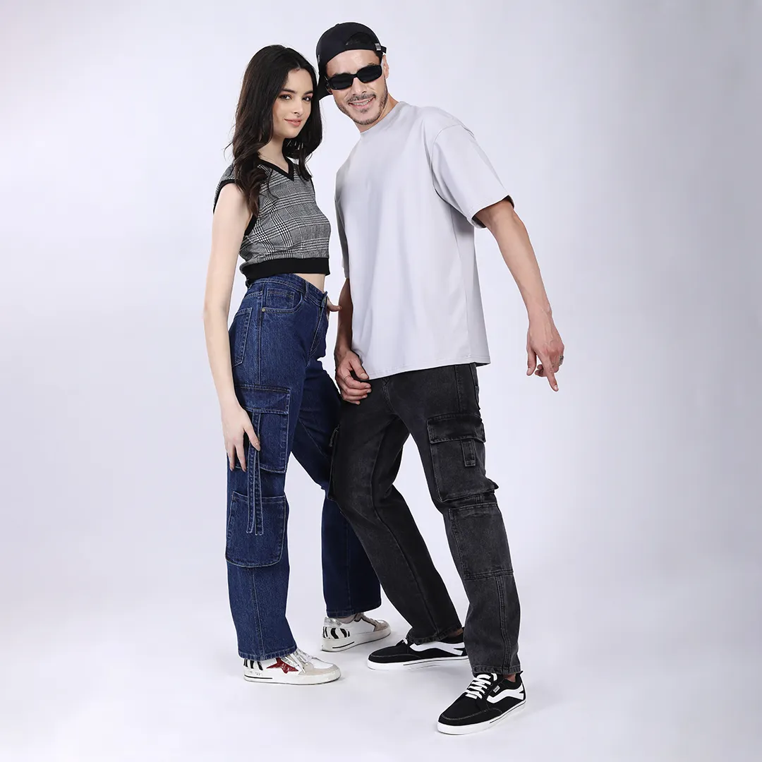 MEN'S L GRAY OVERSIZED COTTON T-SHIRT