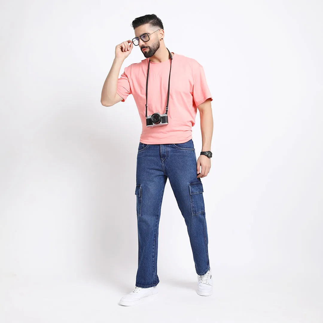 BLUE BAGGY CARGO FIT JEANS