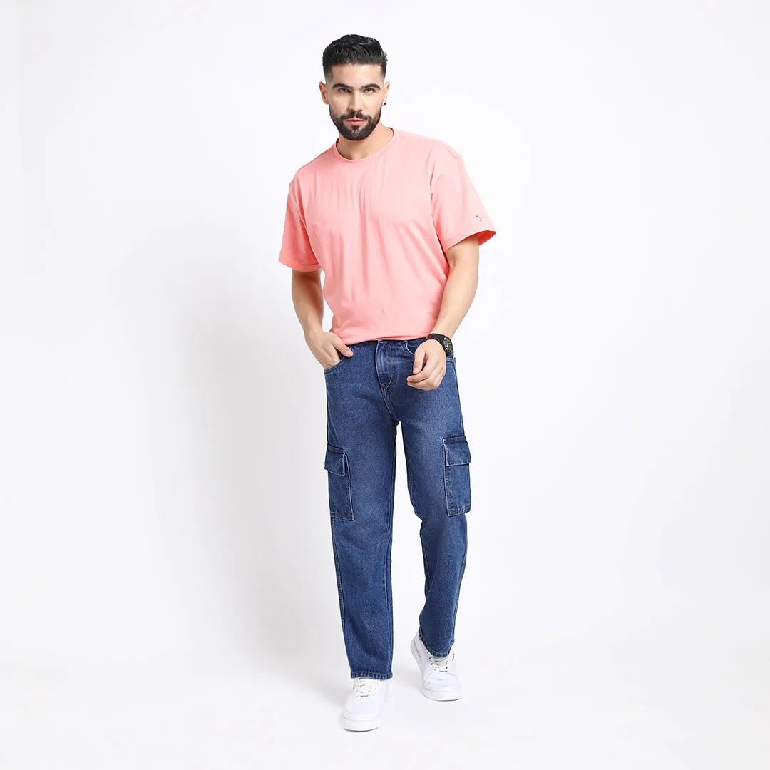 BLUE BAGGY CARGO FIT JEANS