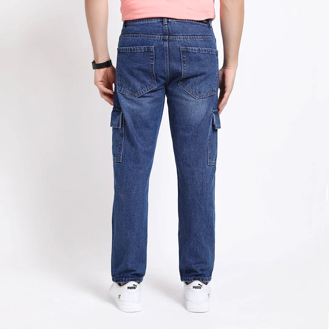 BLUE BAGGY CARGO FIT JEANS