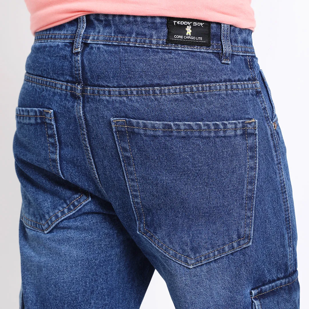 BLUE BAGGY CARGO FIT JEANS