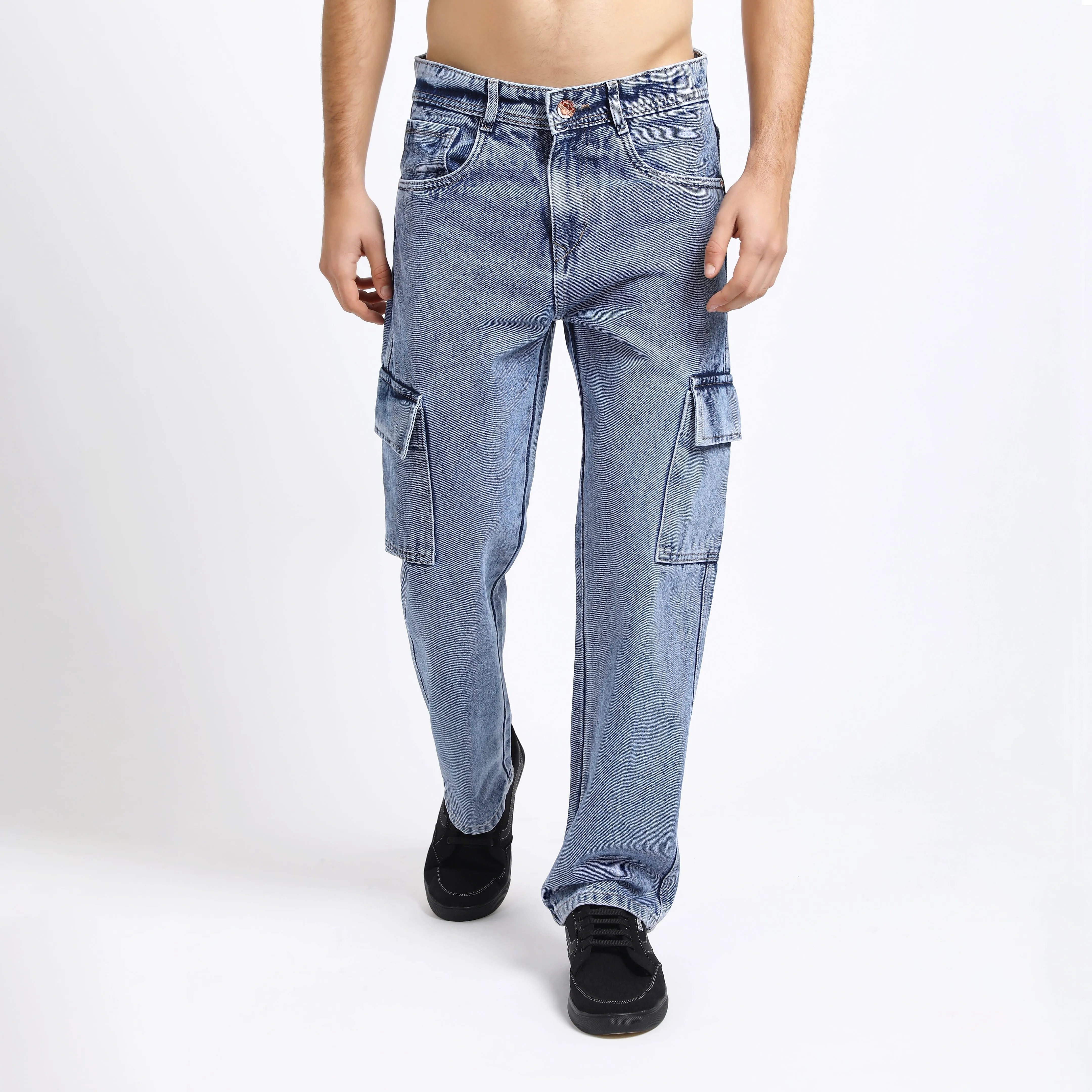 LIGHT BLUE BAGGY CARGO FIT JEAN