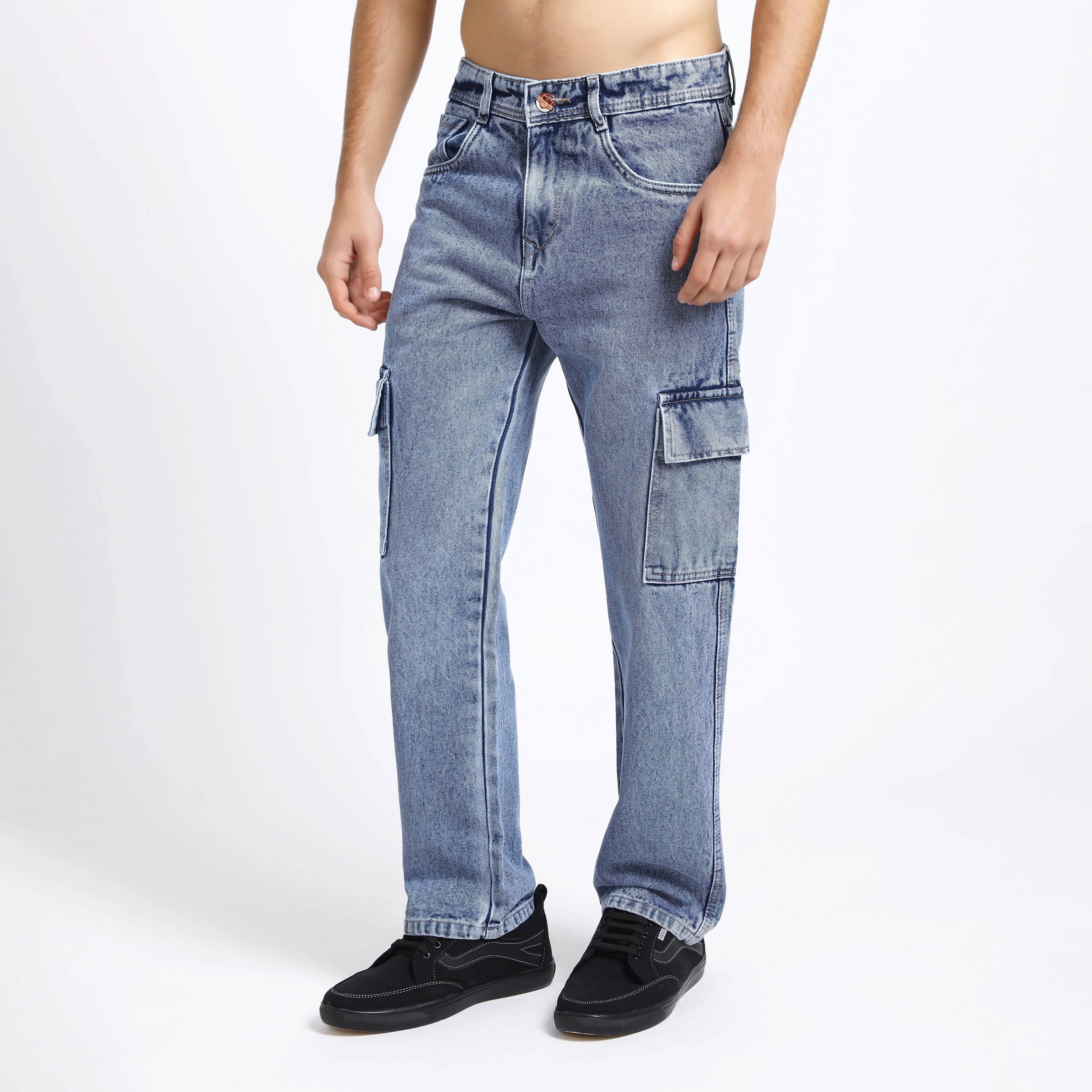 LIGHT BLUE BAGGY CARGO FIT JEAN