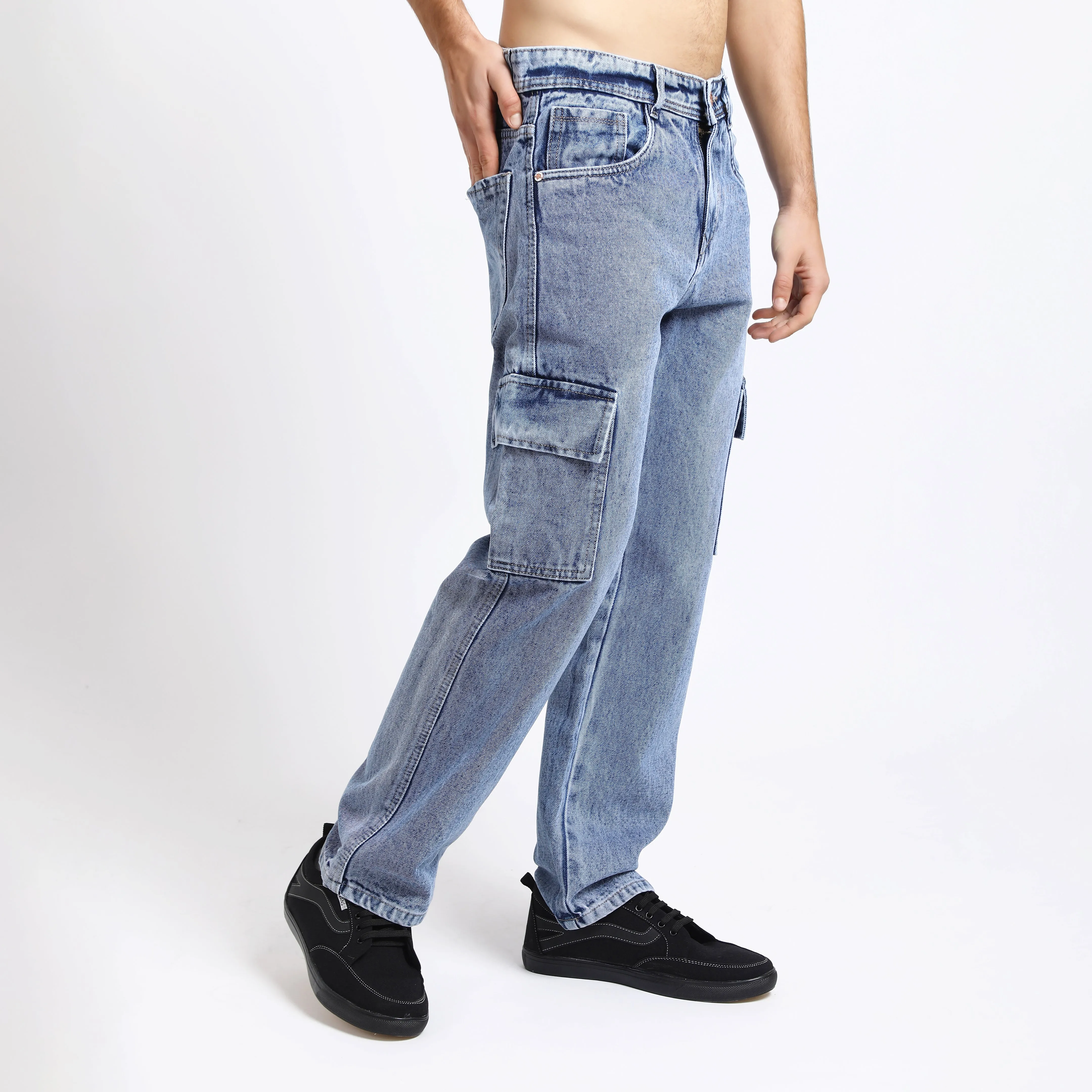 LIGHT BLUE BAGGY CARGO FIT JEAN