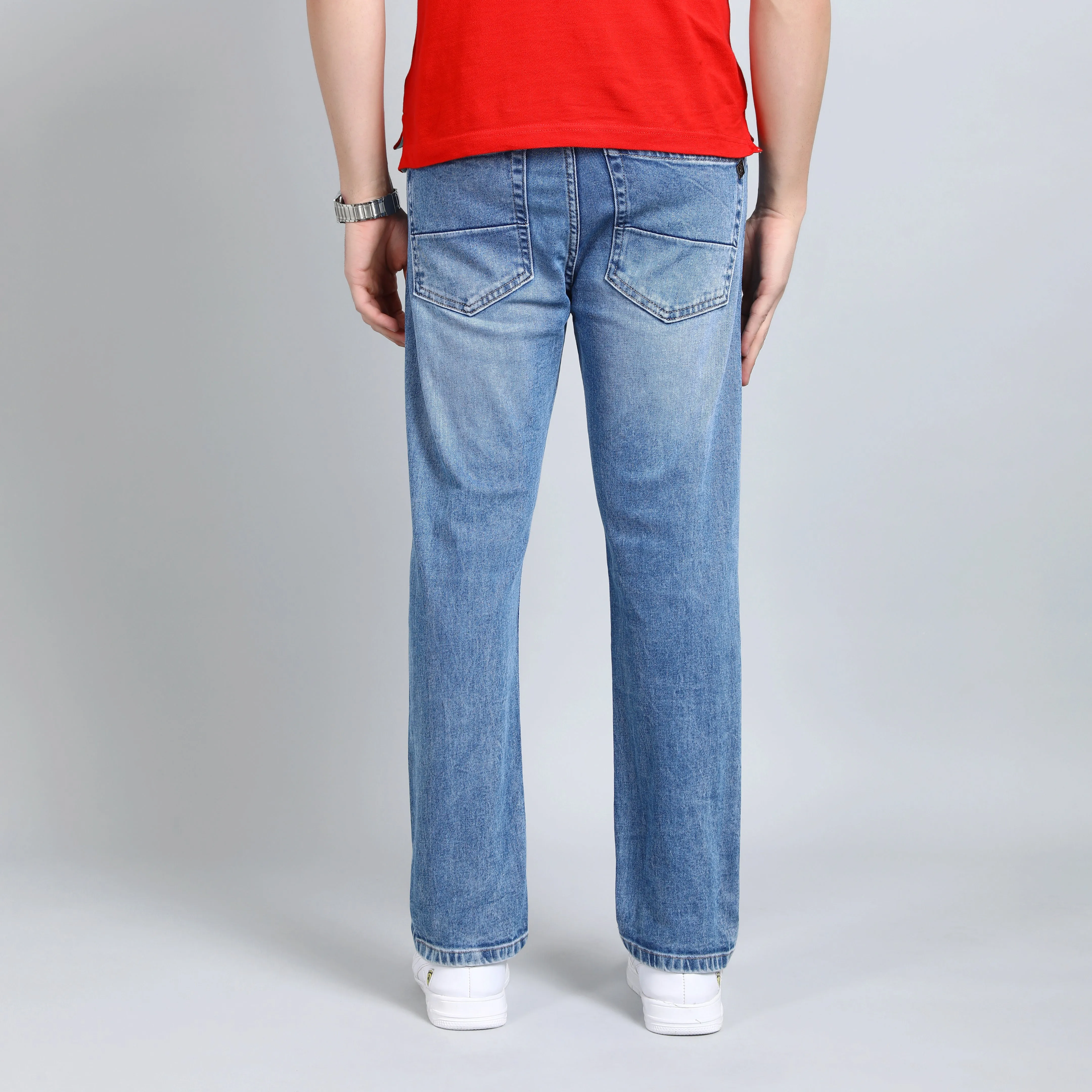 BLUE DISTRESSED BAGGY FIT JEANS TEDDY