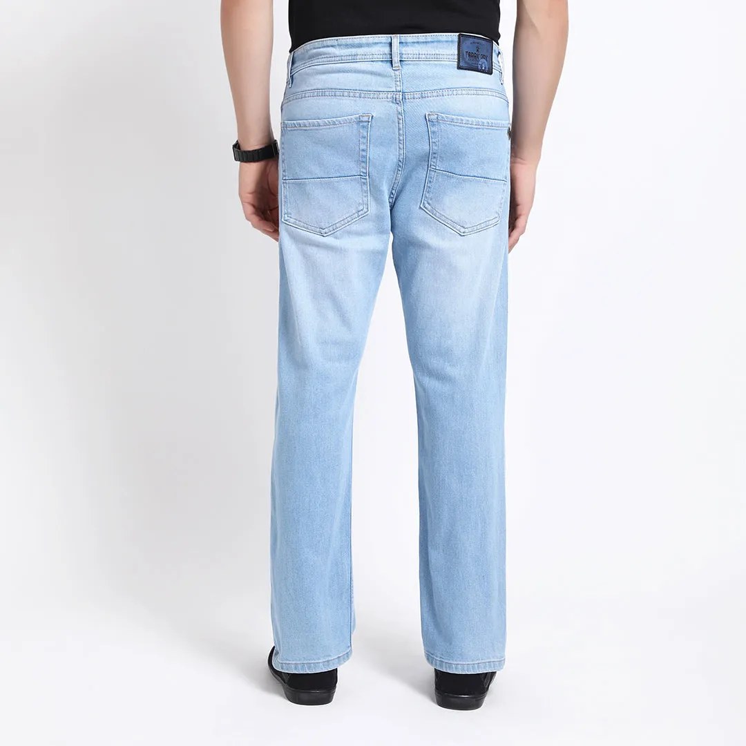 LIGHT BLUE DISTRESSED BAGGY FIT JEANS TEDDY