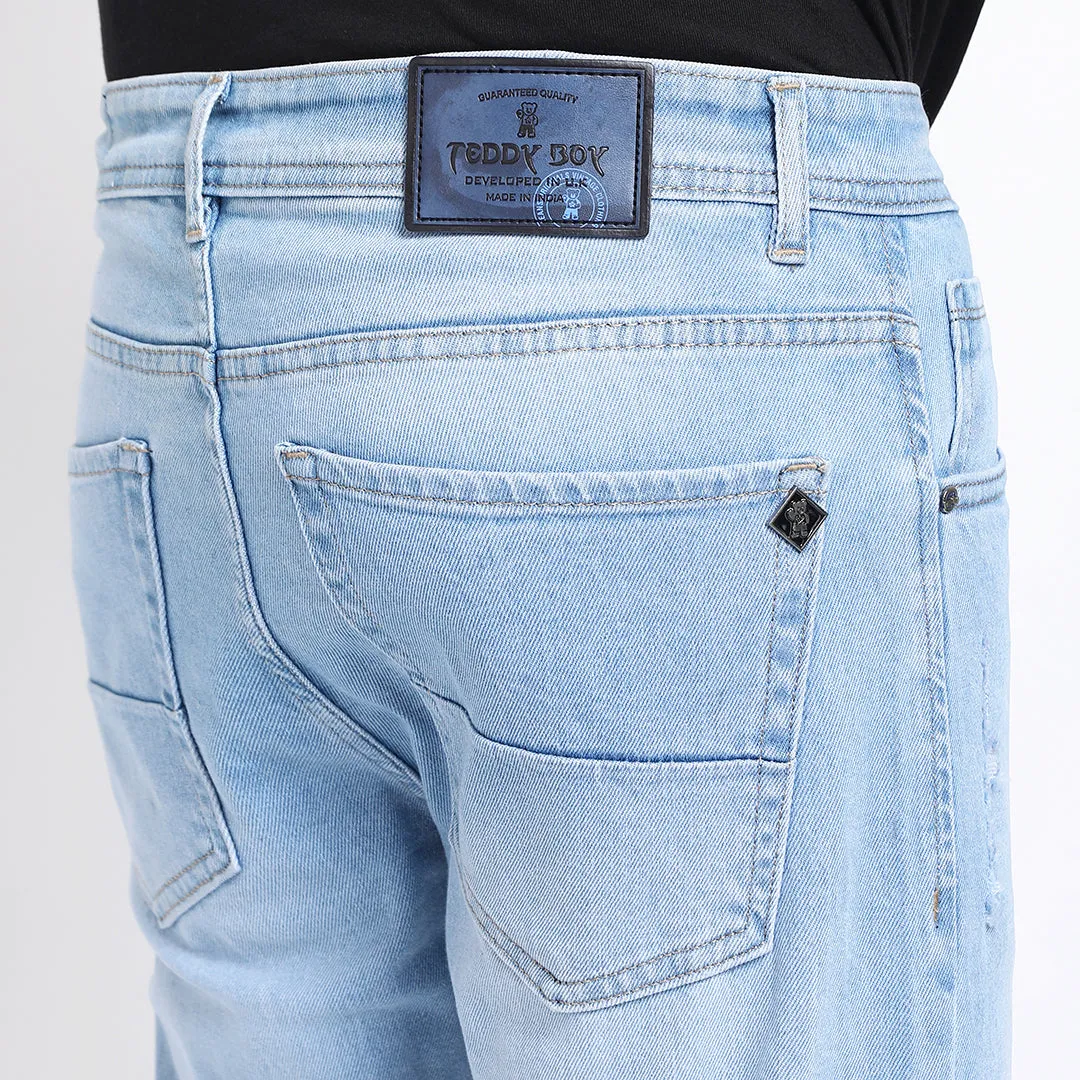 LIGHT BLUE DISTRESSED BAGGY FIT JEANS TEDDY