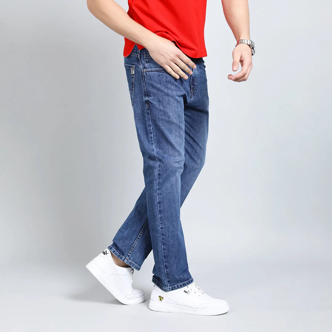 MID BLUE BAGGY FIT JEAN TEDDY