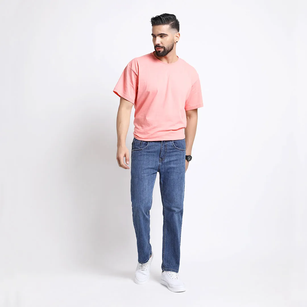 BLUE BAGGY FIT JEAN TEDDY