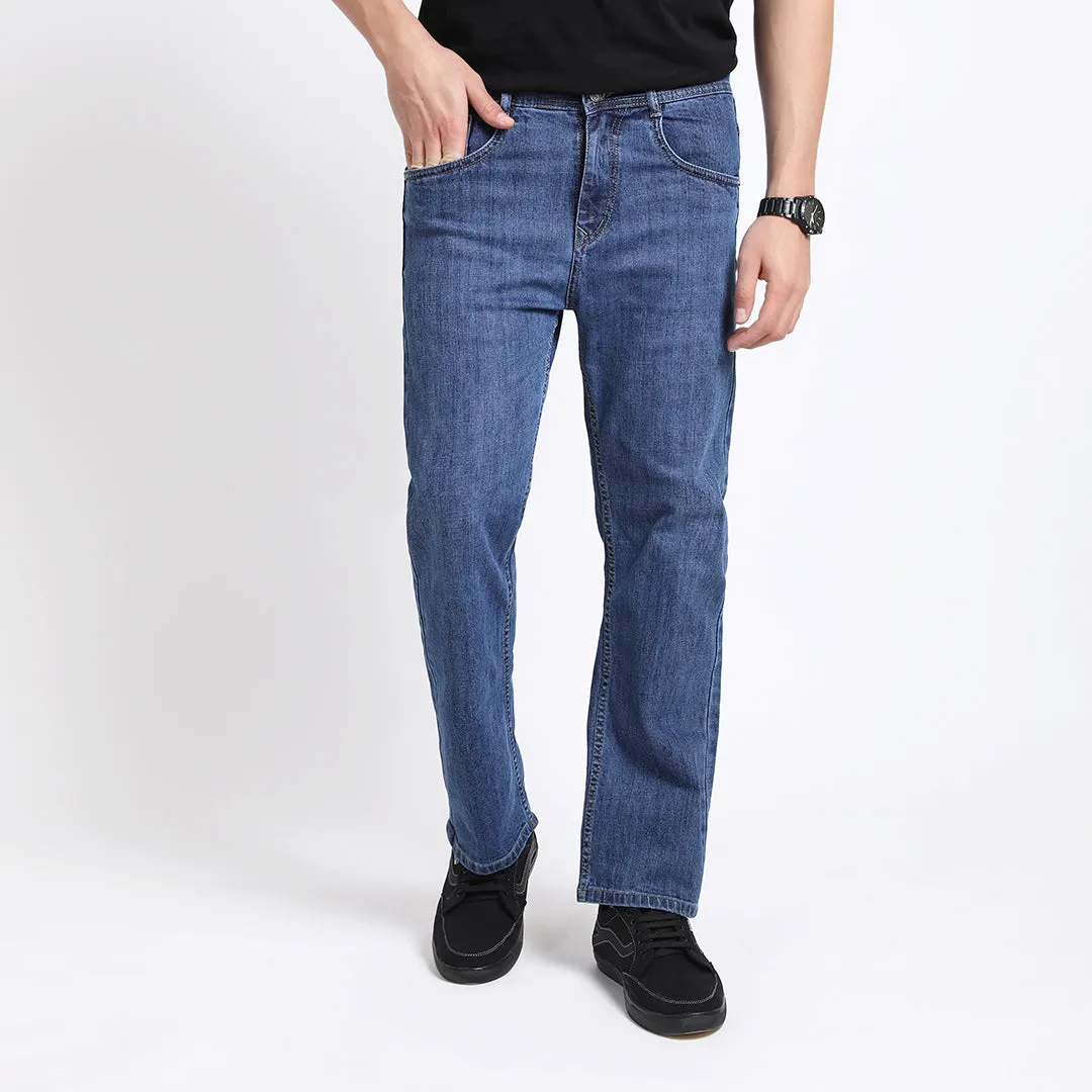 MID BLUE BAGGY FIT JEAN TEDDY