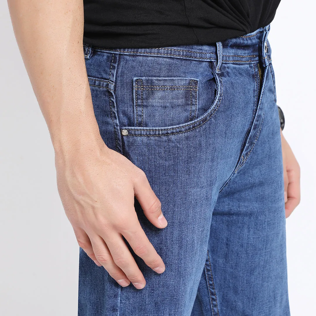 MID BLUE BAGGY FIT JEAN TEDDY