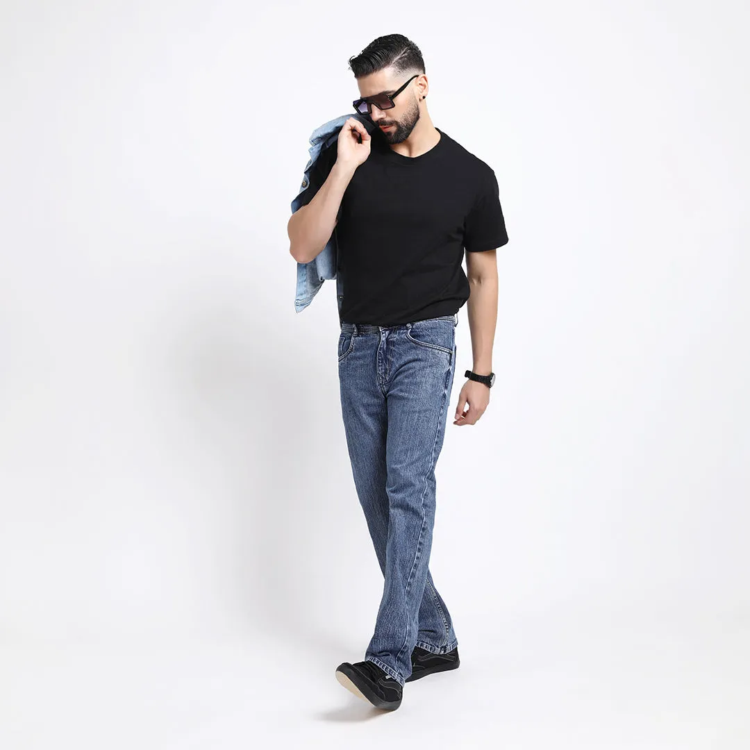 DARK BLUE BAGGY FIT JEAN TEDDY