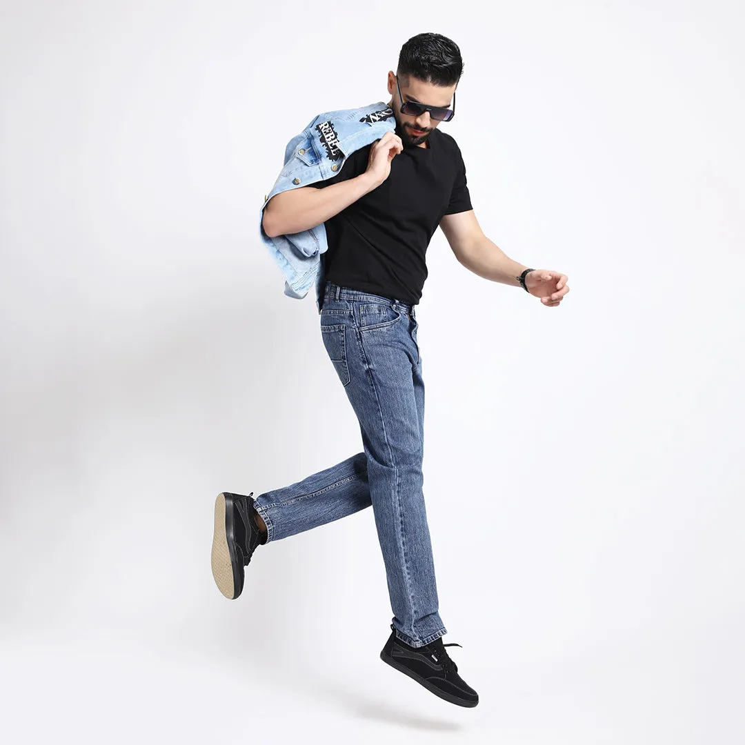 DARK BLUE BAGGY FIT JEAN TEDDY