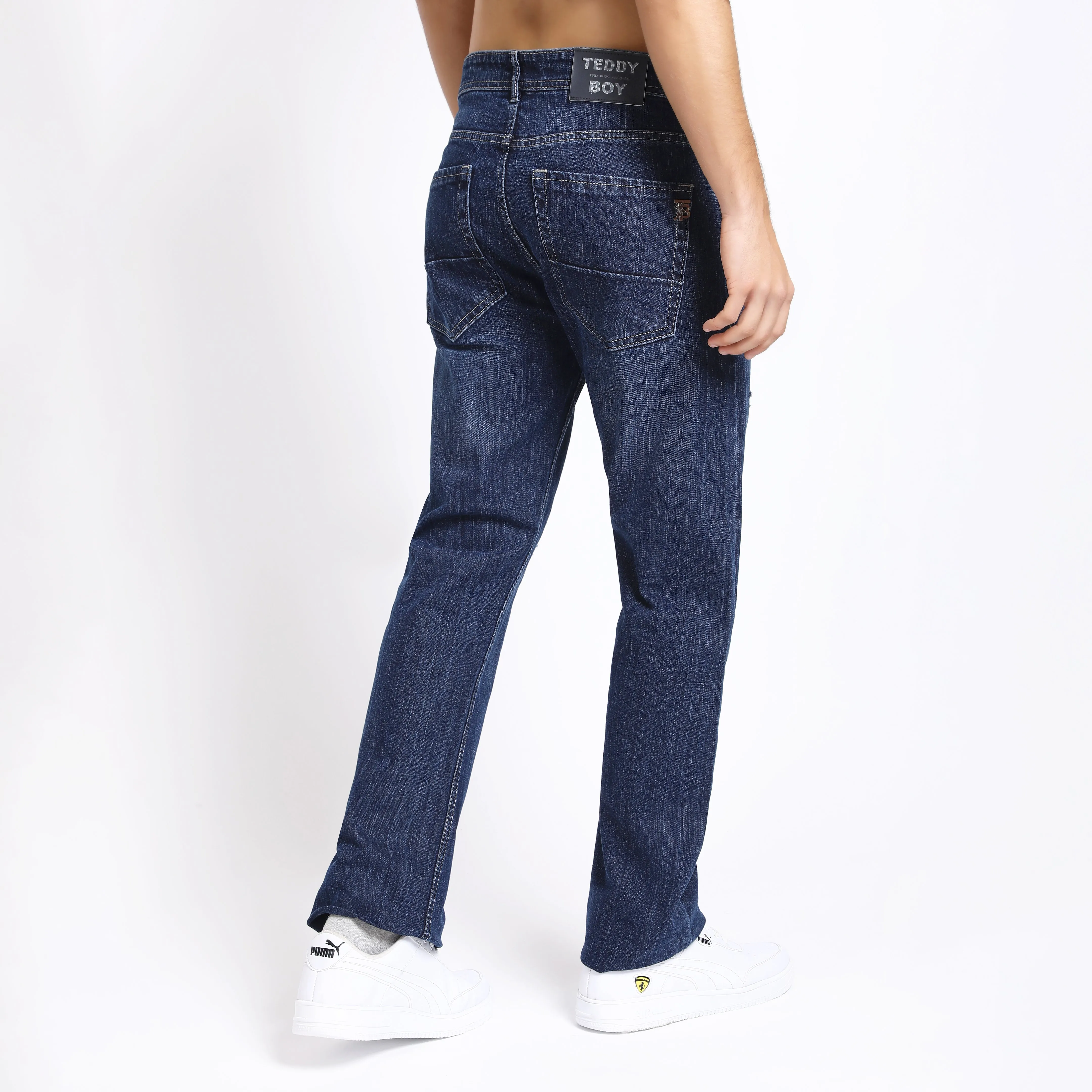 DARK GREY BAGGY FIT DISTRESSED JEANS TEDDY