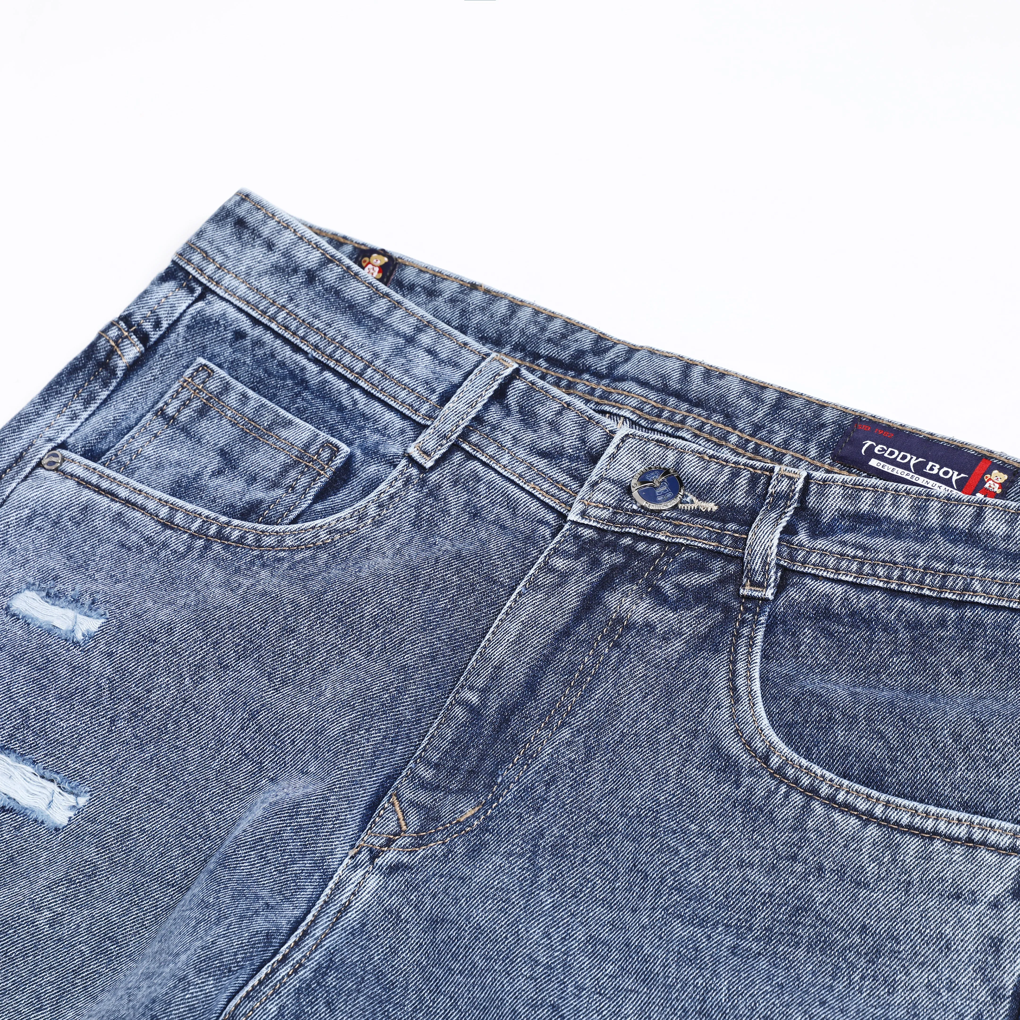 DARK GREY BAGGY FIT DISTRESSED JEANS TEDDY