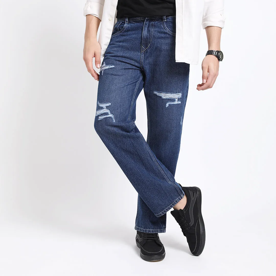 ARK BLUE BAGGY FIT DISTRESSED JEANS TEDDY TEDDY