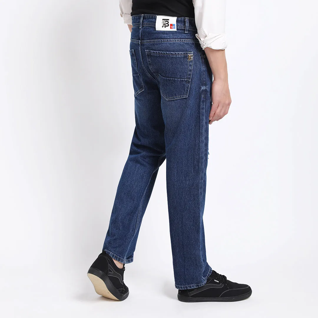 ARK BLUE BAGGY FIT DISTRESSED JEANS TEDDY TEDDY