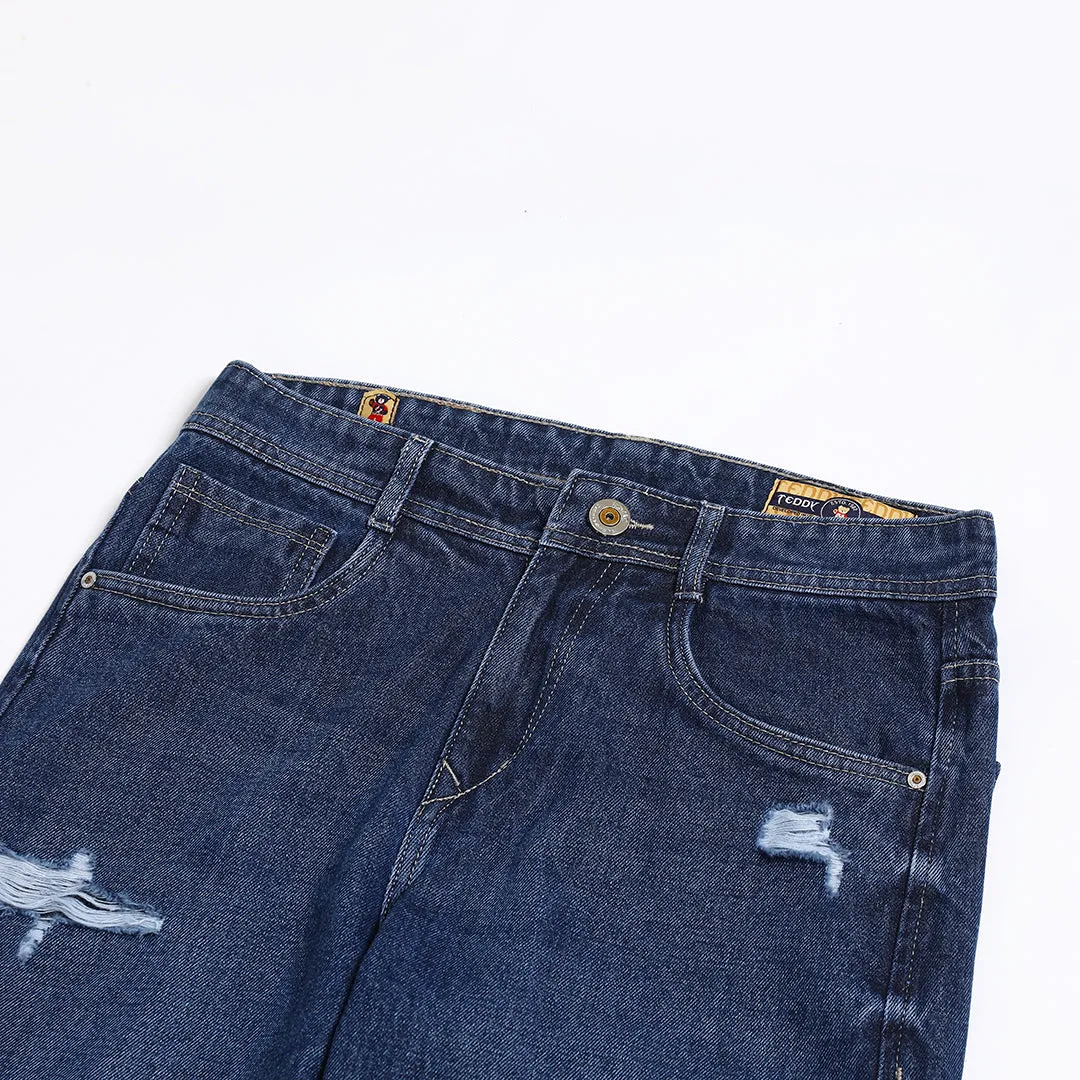 ARK BLUE BAGGY FIT DISTRESSED JEANS TEDDY TEDDY
