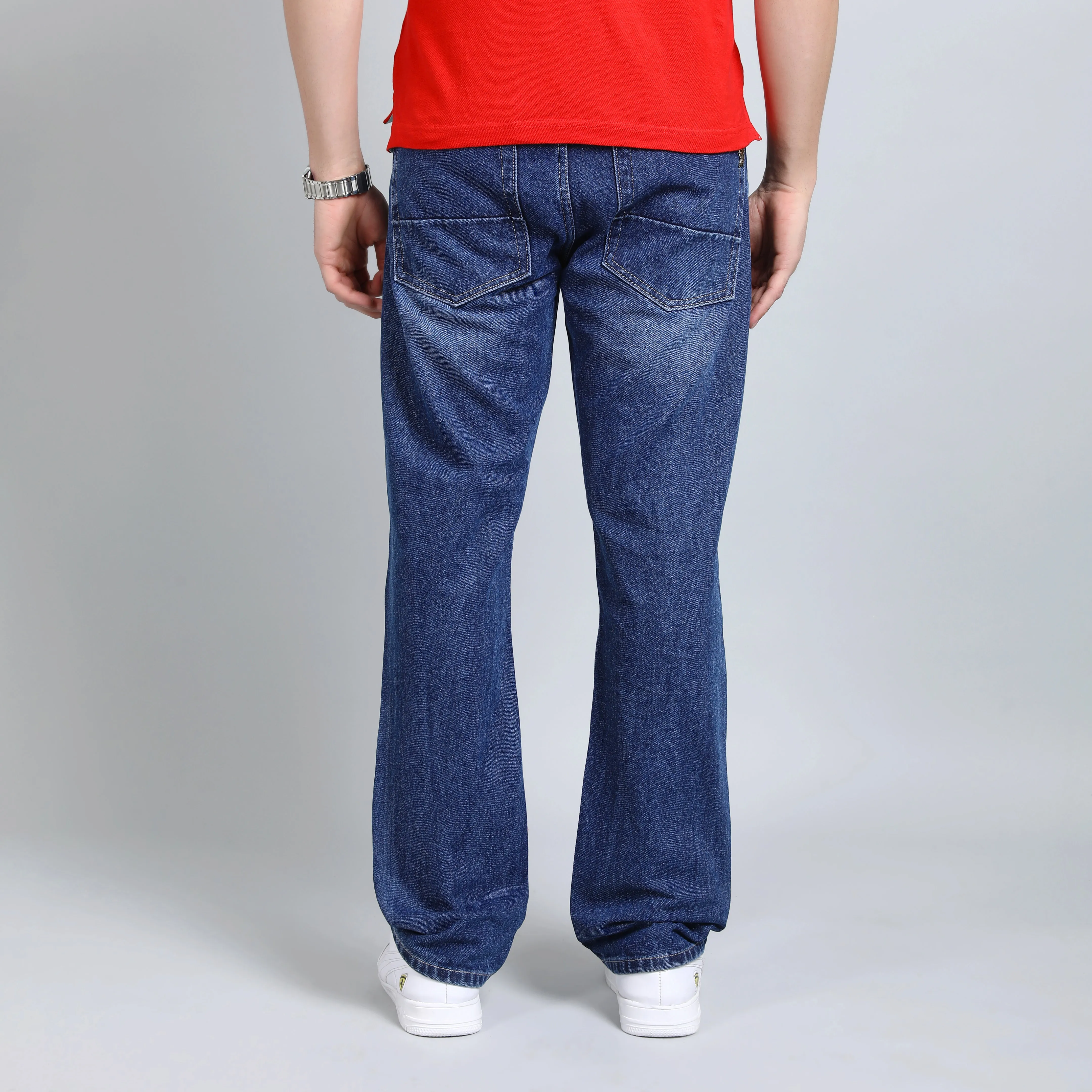 BLUE DISTRESSED BAGGY FIT JEAN TEDDY