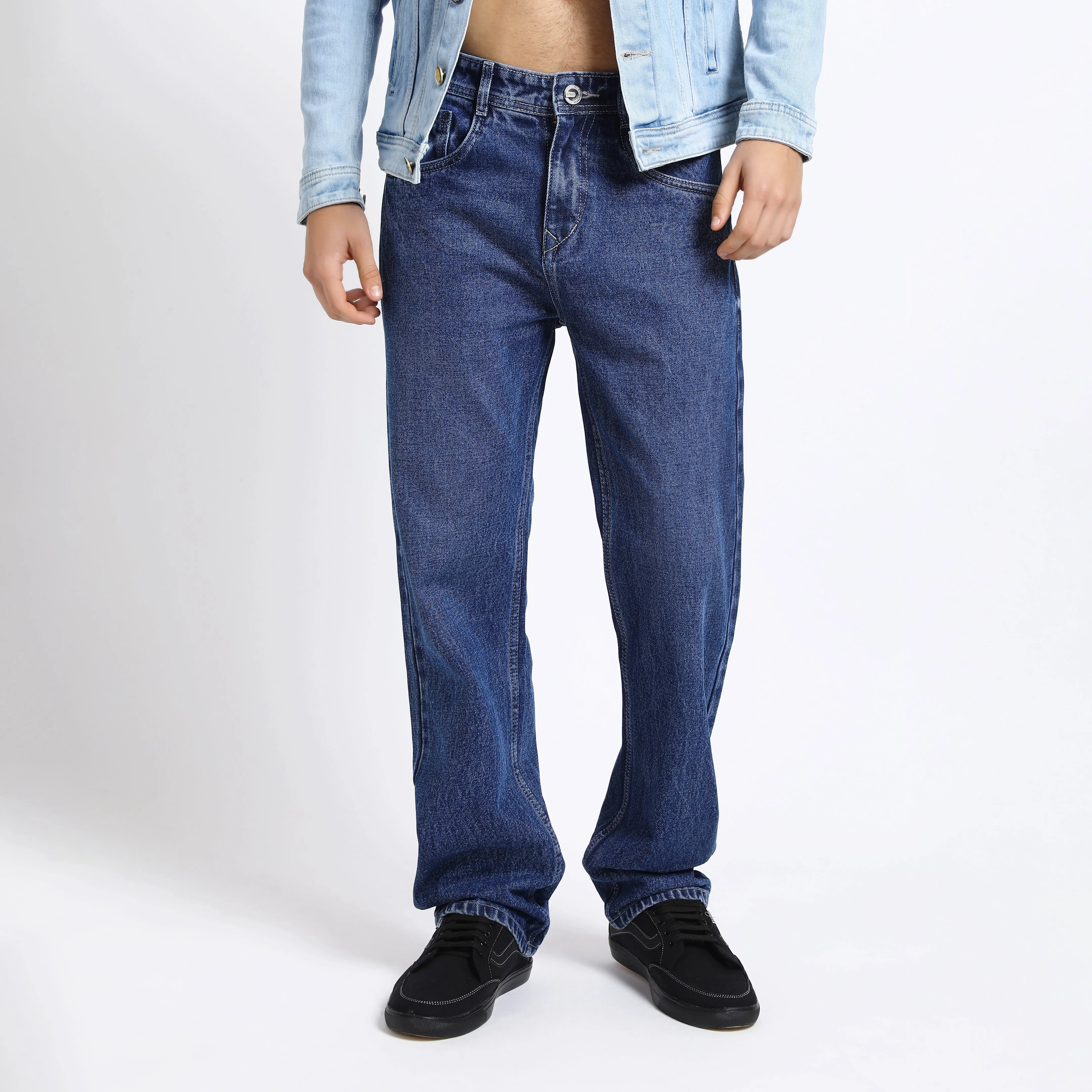 DARK BLUE BAGGY FIT JEAN TEDDY