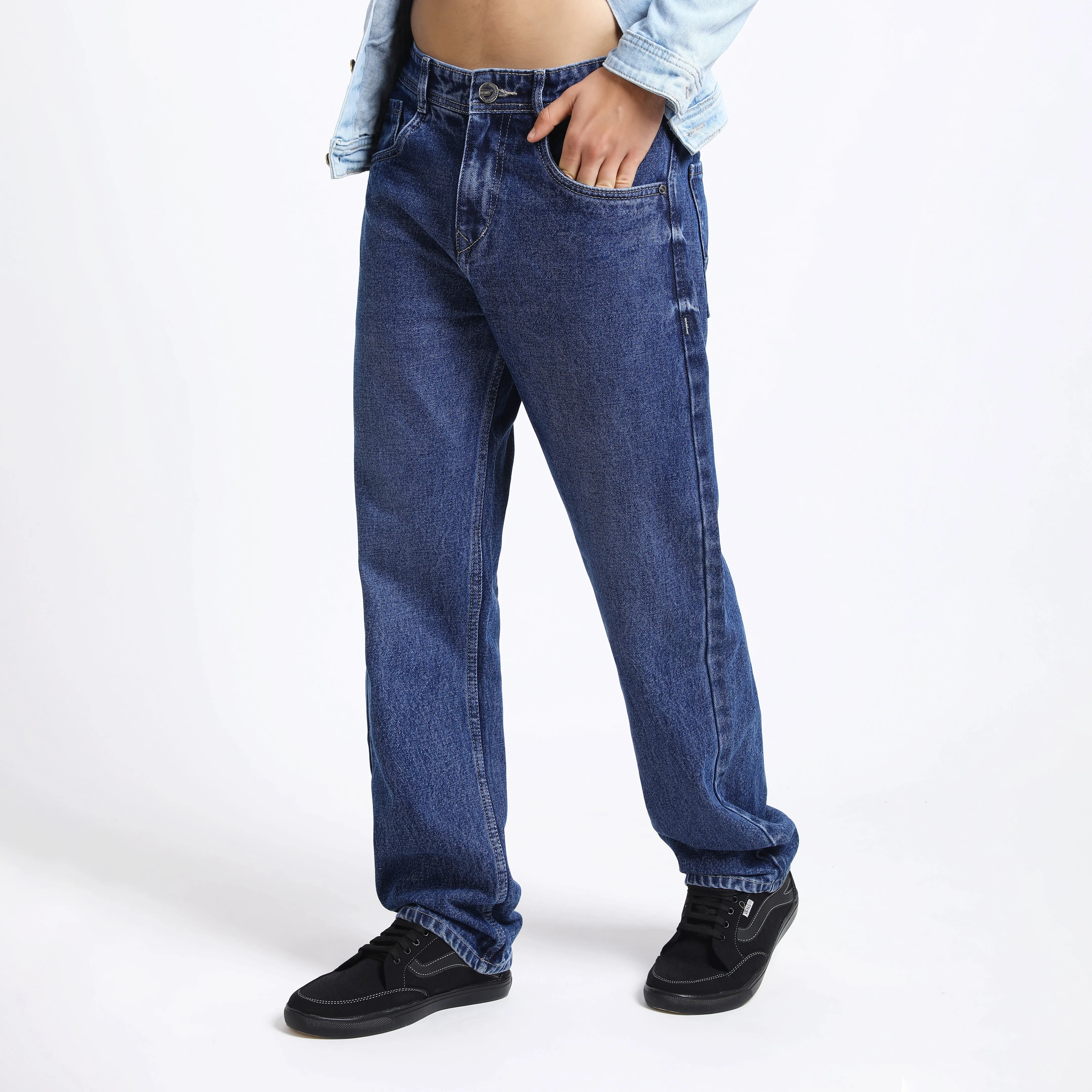 DARK BLUE BAGGY FIT JEAN TEDDY