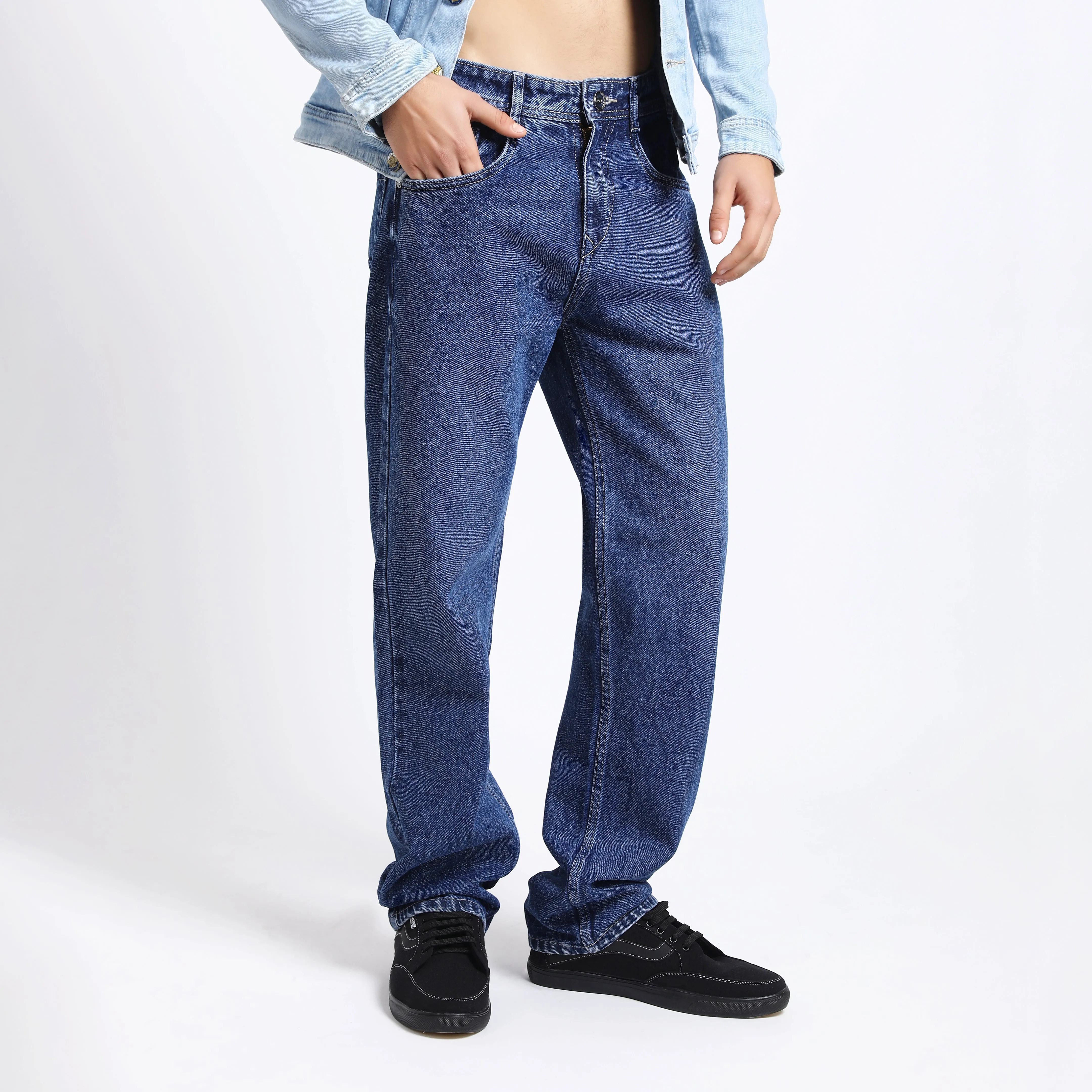 DARK BLUE BAGGY FIT JEAN TEDDY
