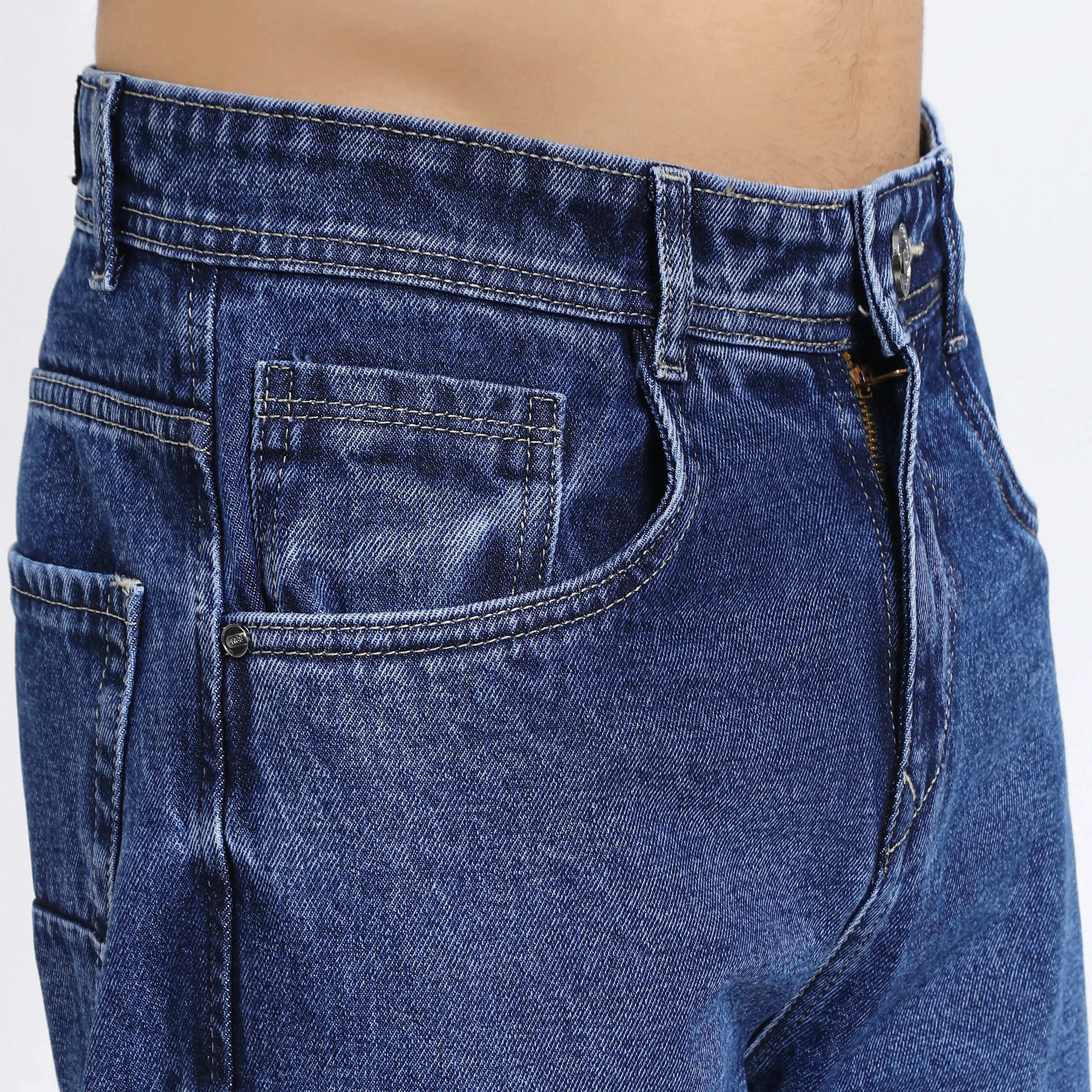 DARK BLUE BAGGY FIT JEAN TEDDY