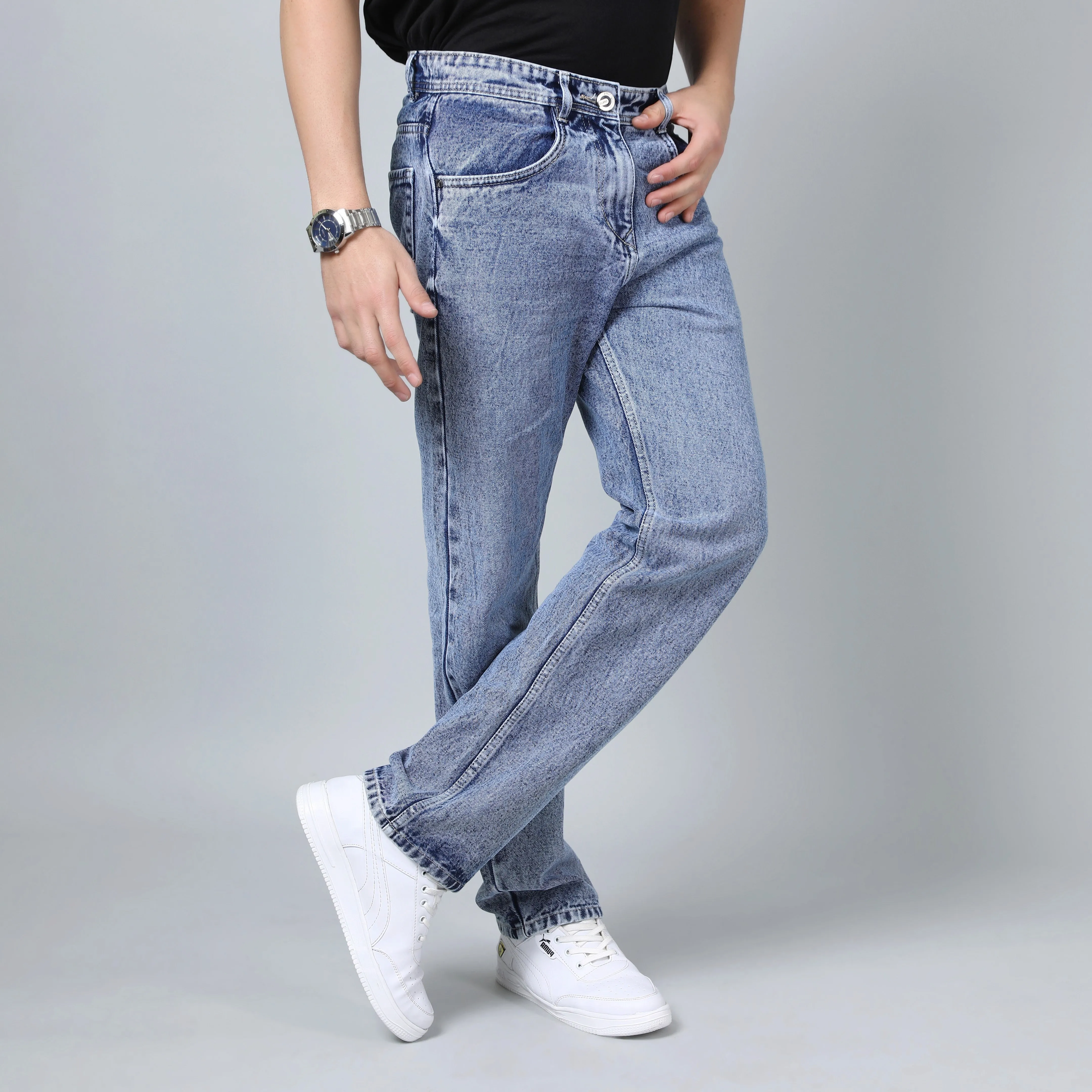 LIGHT BLUE BAGGY FIT JEAN TEDDY