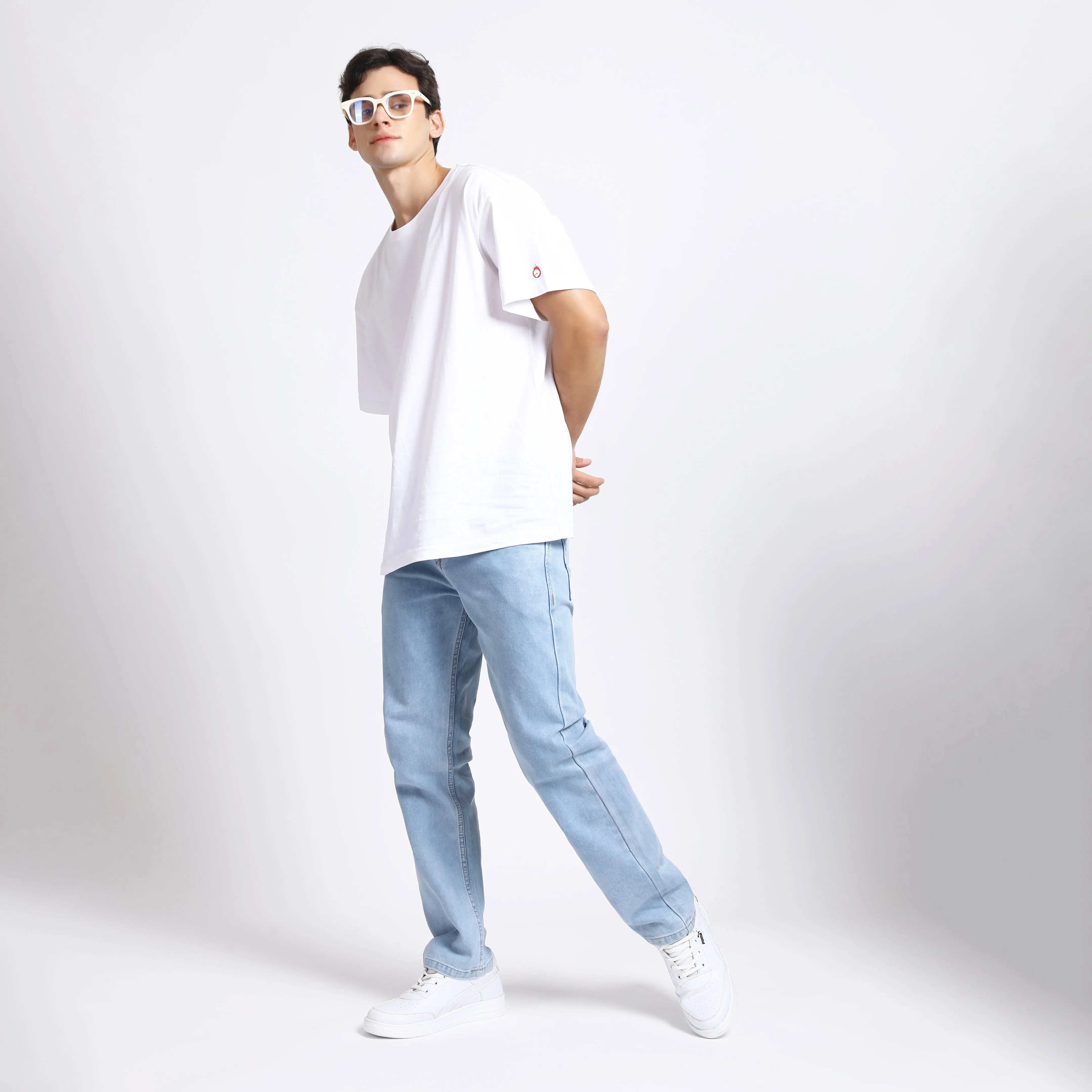 ICE BLUE BAGGY FIT JEAN TEDDY