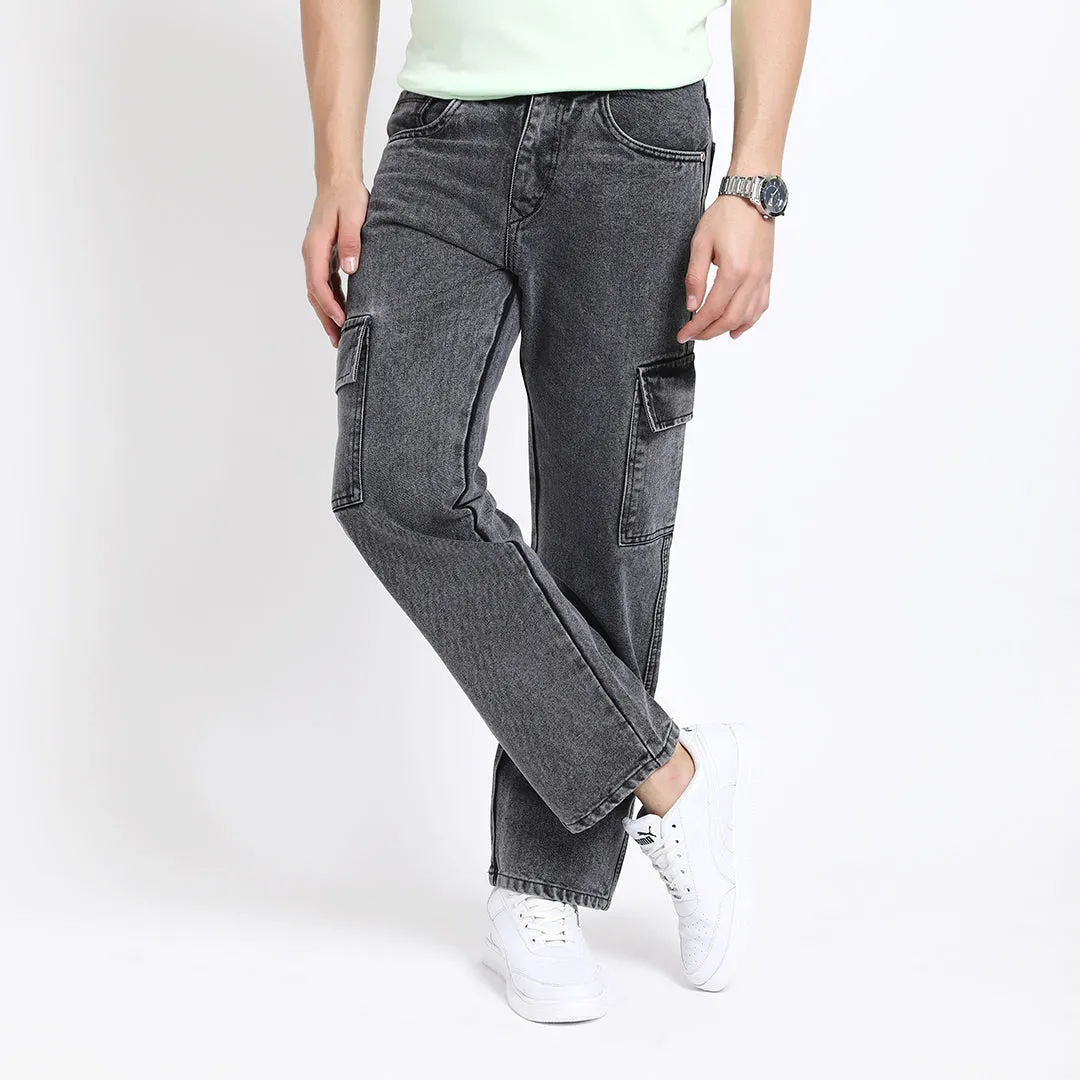 BLACK BAGGY CARGO FIT JEANS