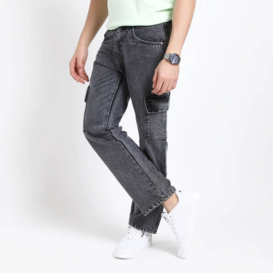 BLACK BAGGY CARGO FIT JEANS