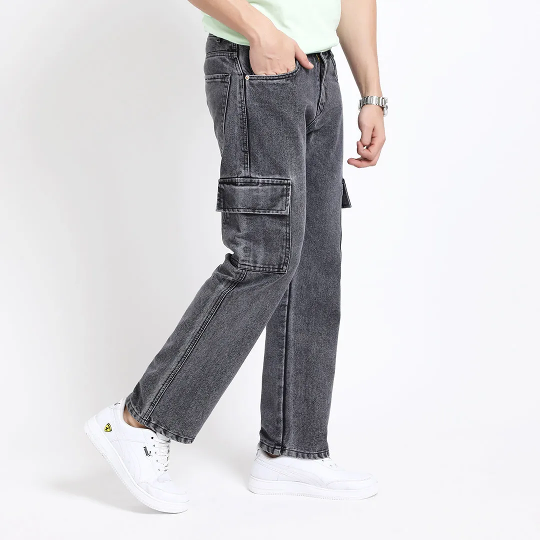 BLACK BAGGY CARGO FIT JEANS