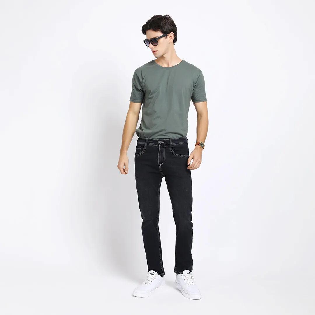 DARK BLACK ANKLE FIT JEANS