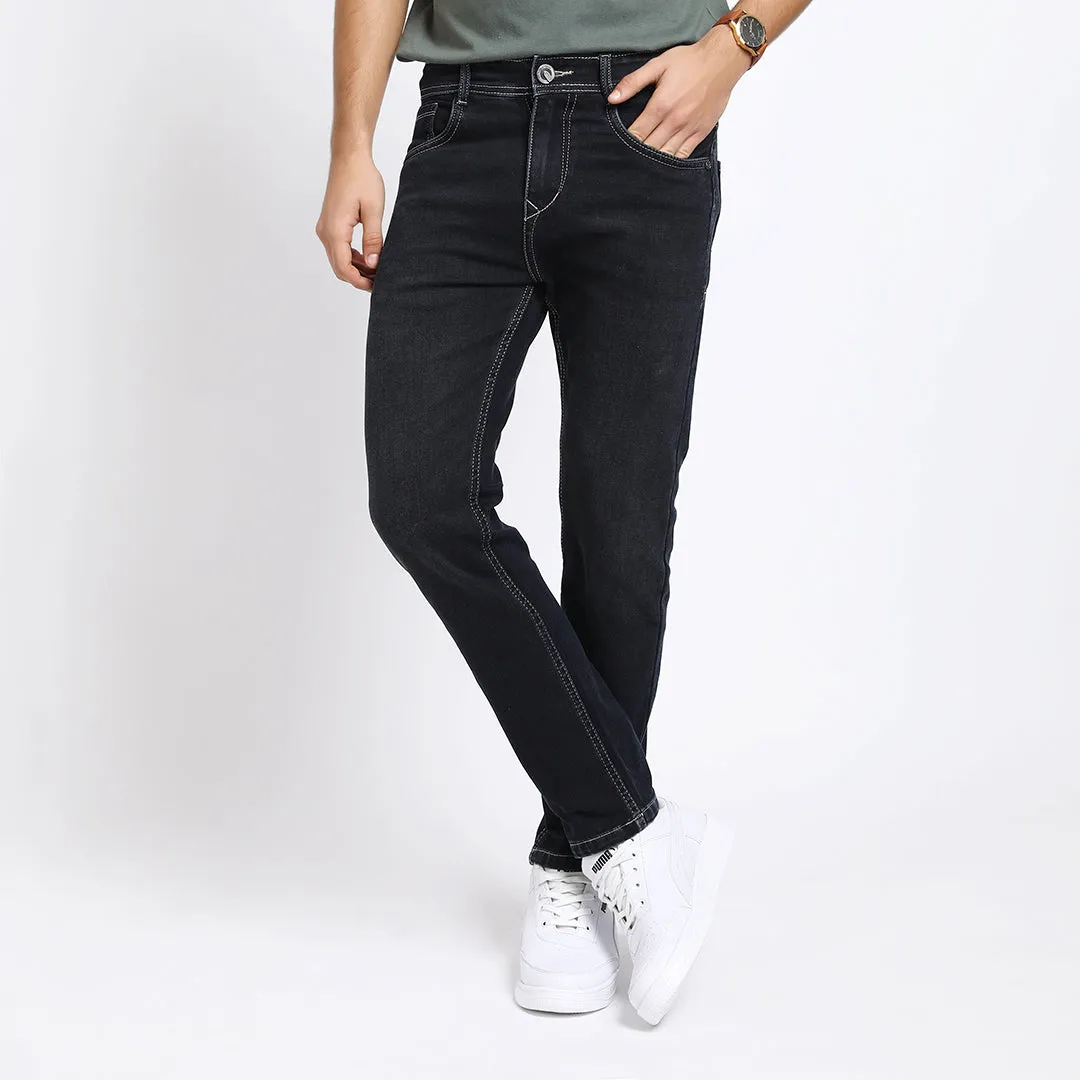 DARK BLACK ANKLE FIT JEANS