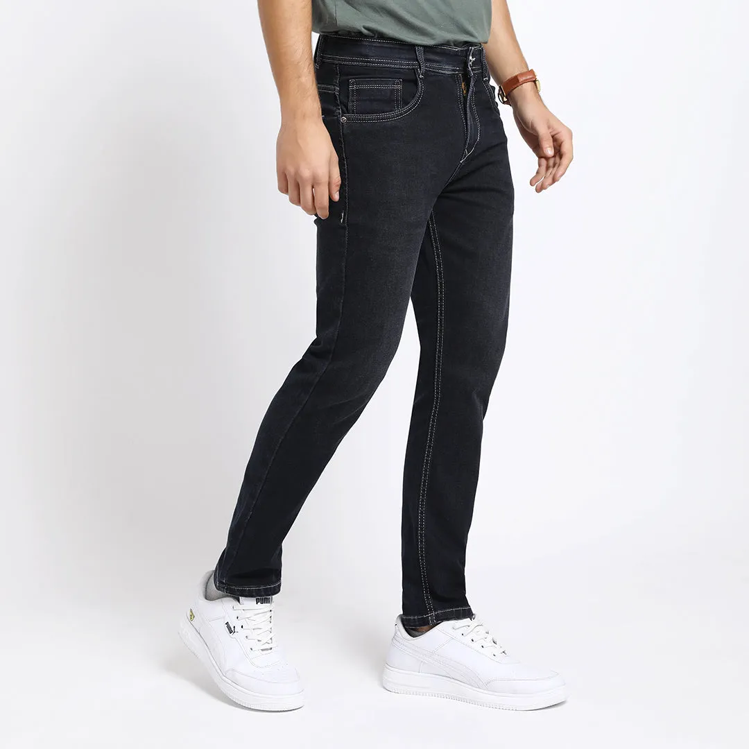 DARK BLACK ANKLE FIT JEANS