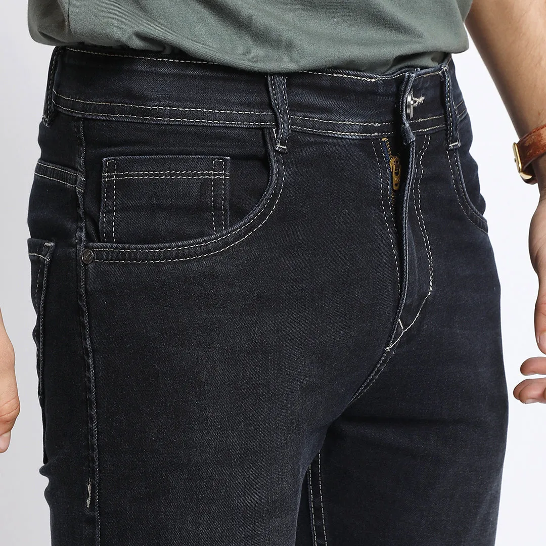 DARK BLACK ANKLE FIT JEANS