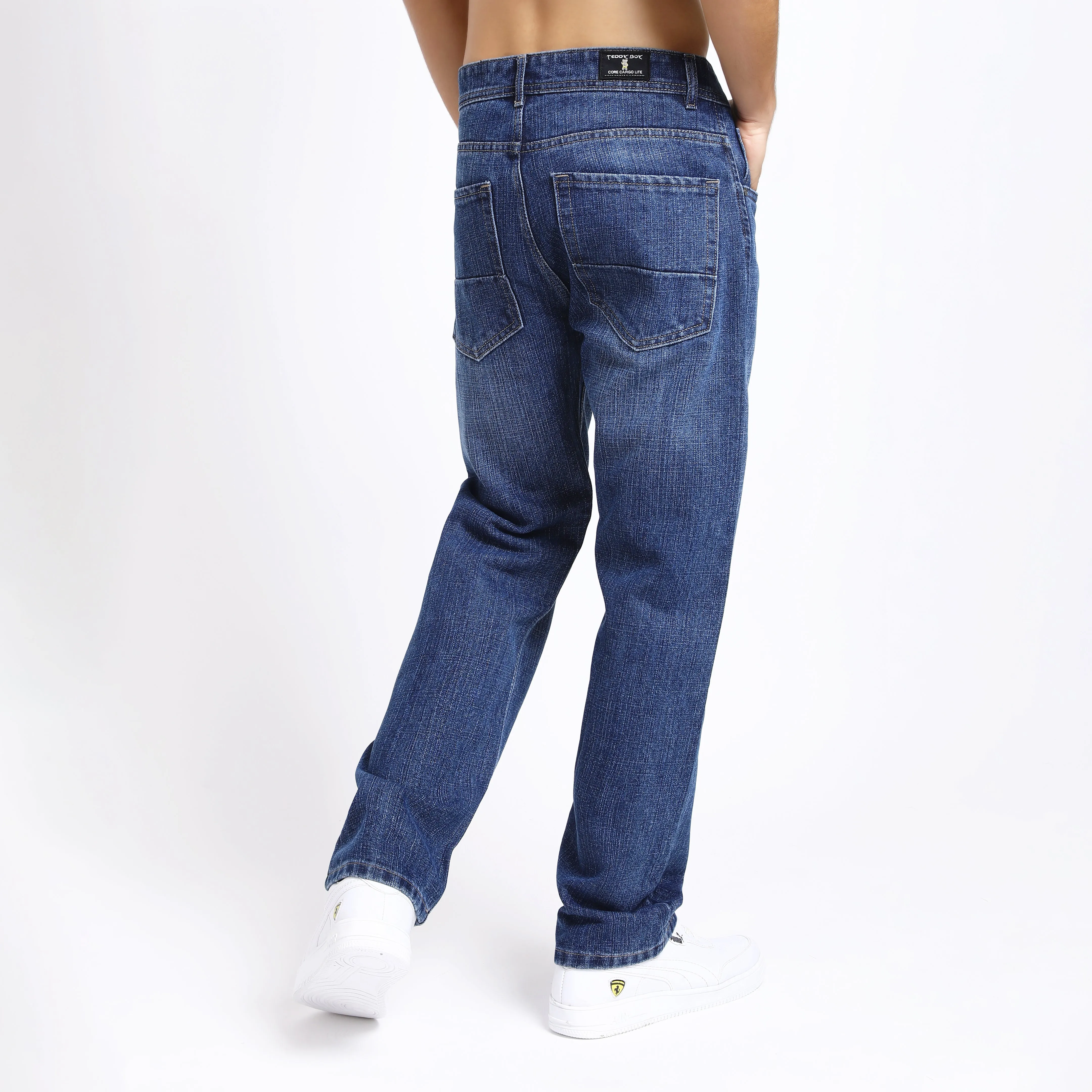 MID BLUE BAGGY FIT JEAN TEDDY