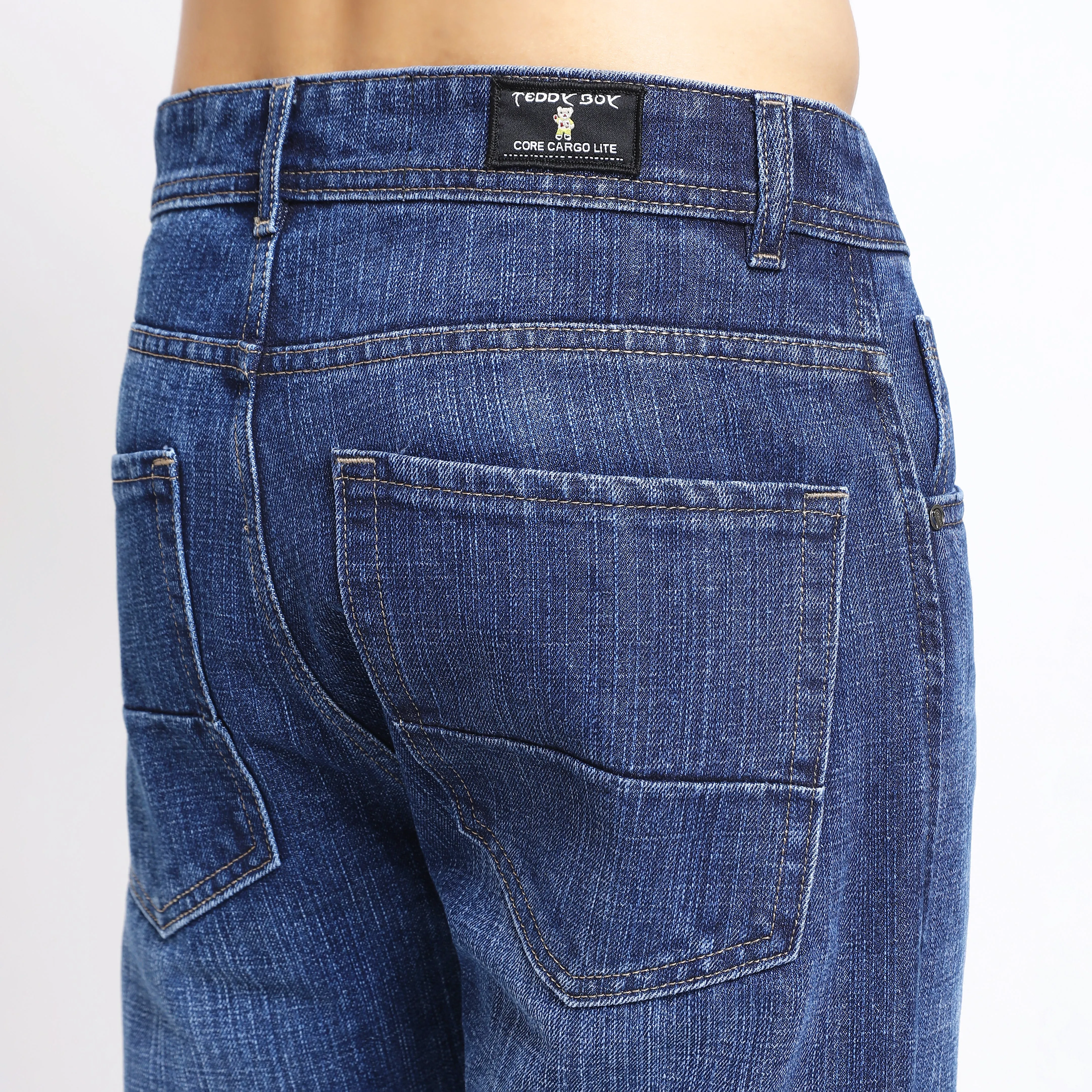 MID BLUE BAGGY FIT JEAN TEDDY