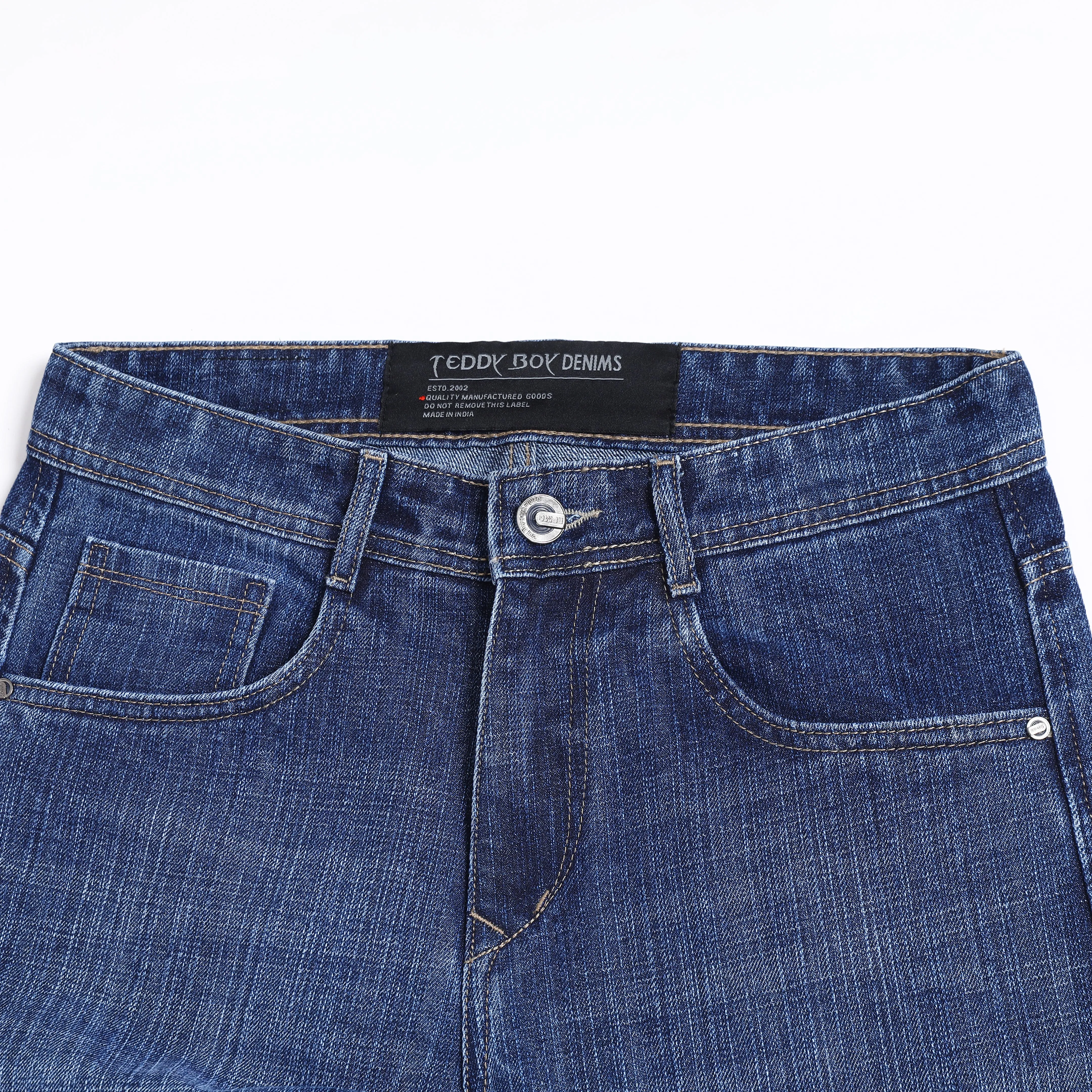 MID BLUE BAGGY FIT JEAN TEDDY