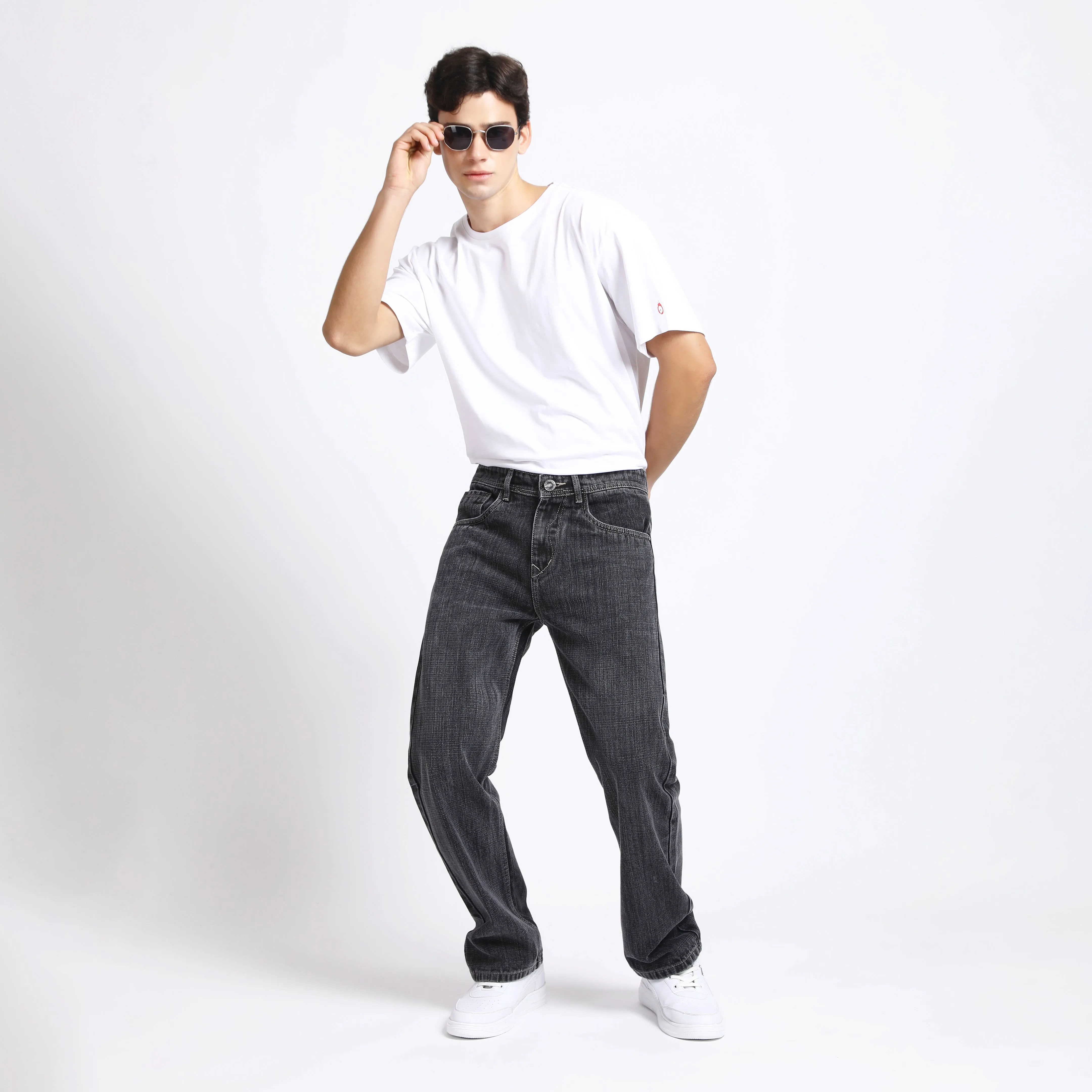 DARK GREY BAGGY FIT JEAN TEDDY