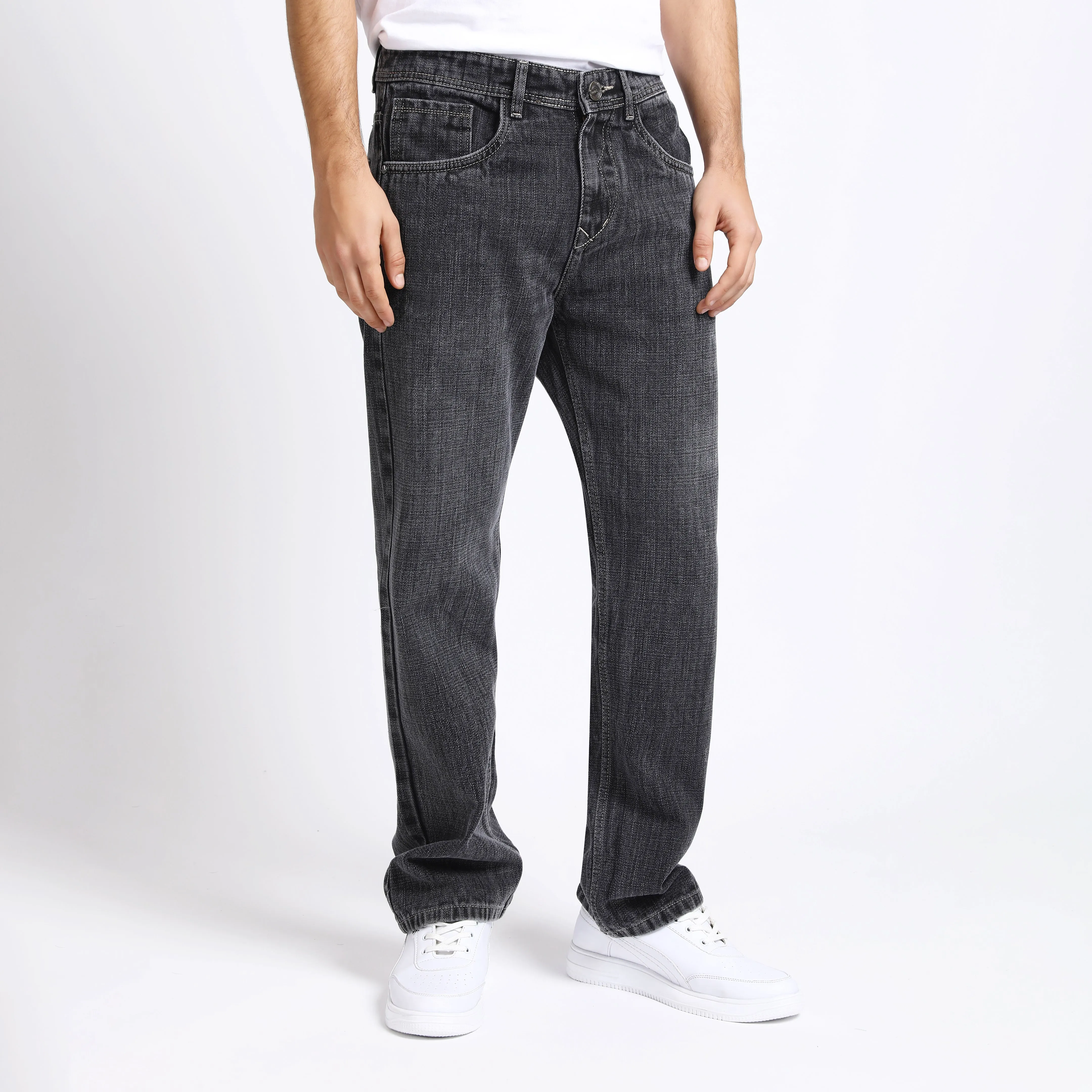 DARK GREY BAGGY FIT JEAN TEDDY