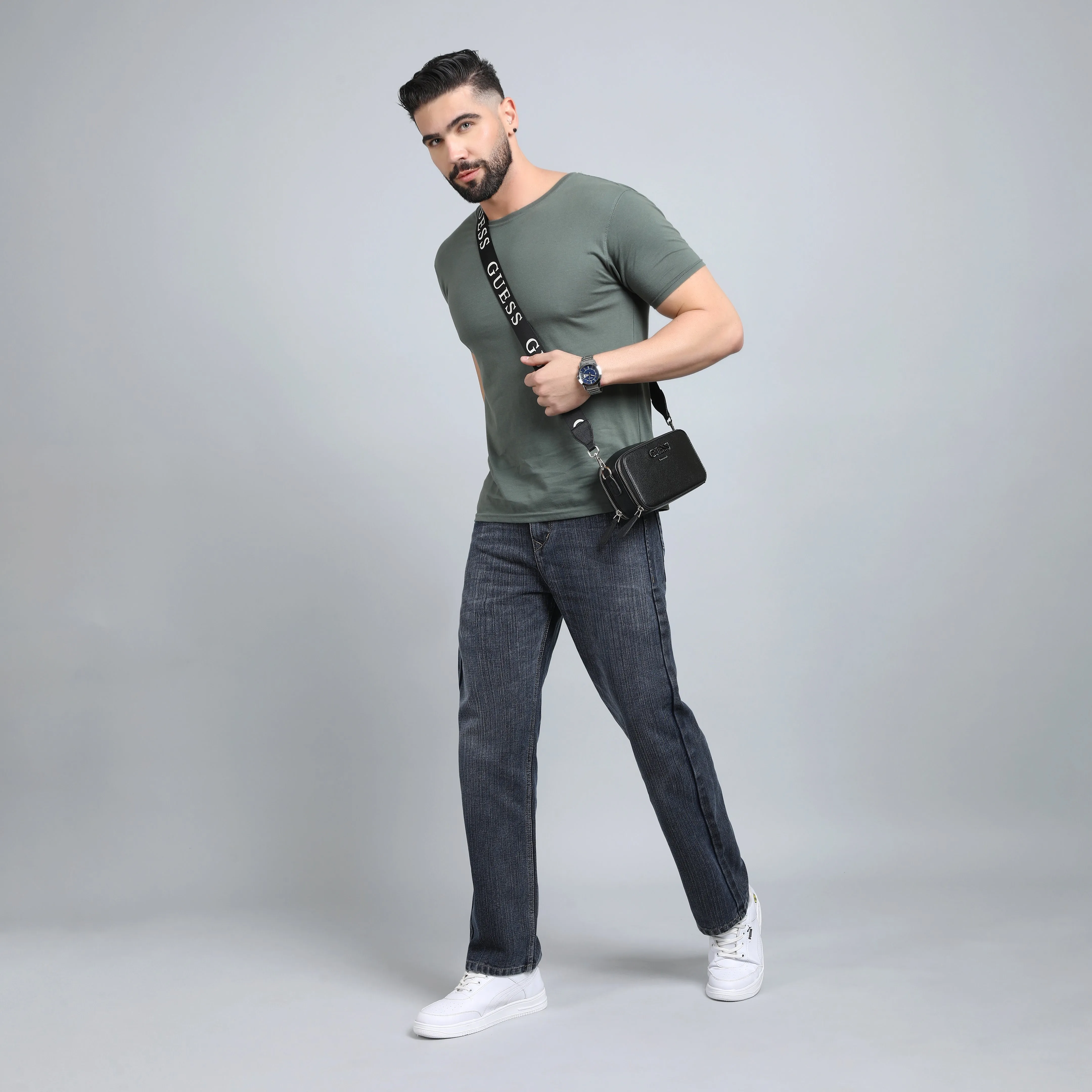 GREY BAGGY FIT JEAN TEDDY