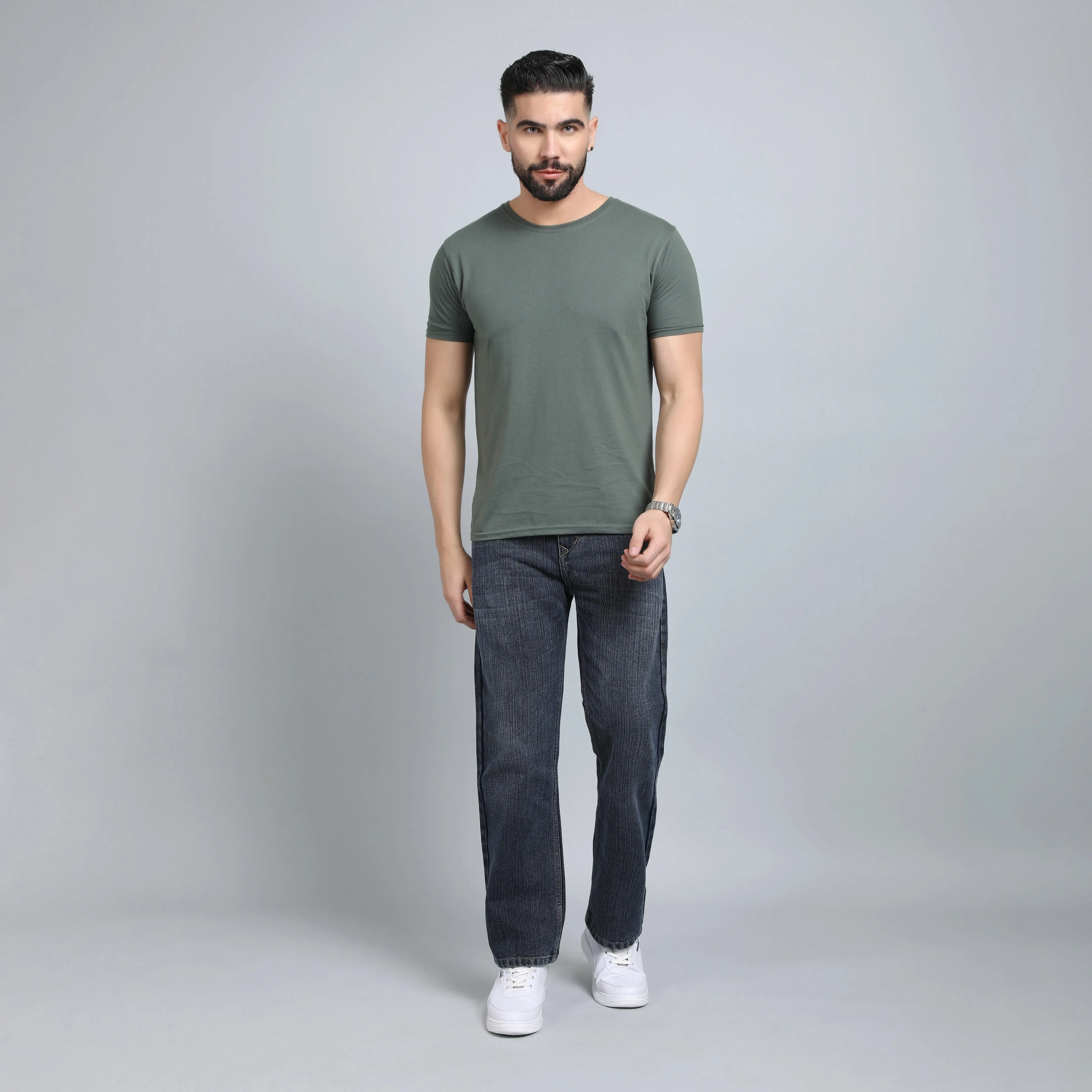 GREY BAGGY FIT JEAN TEDDY