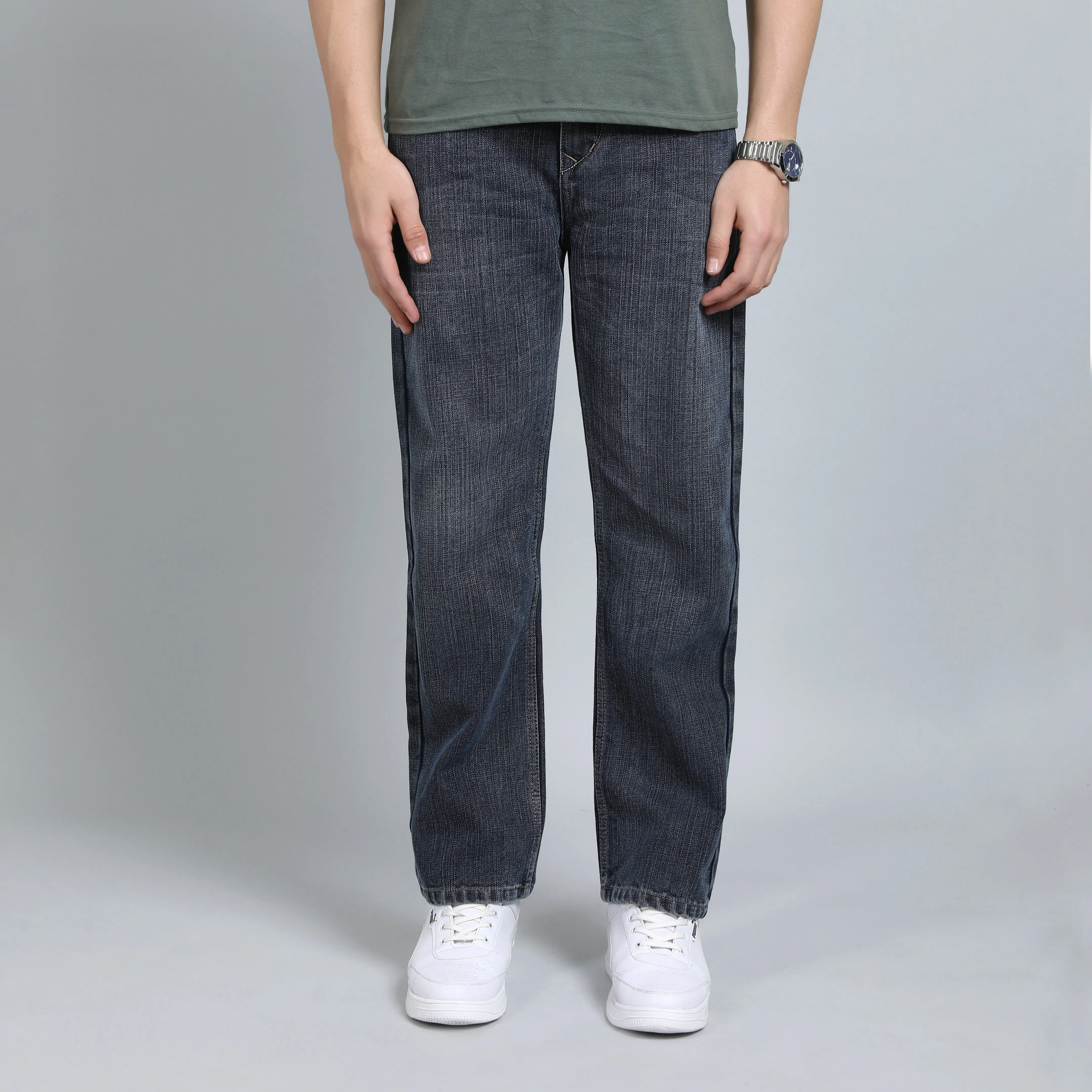 GREY BAGGY FIT JEAN TEDDY