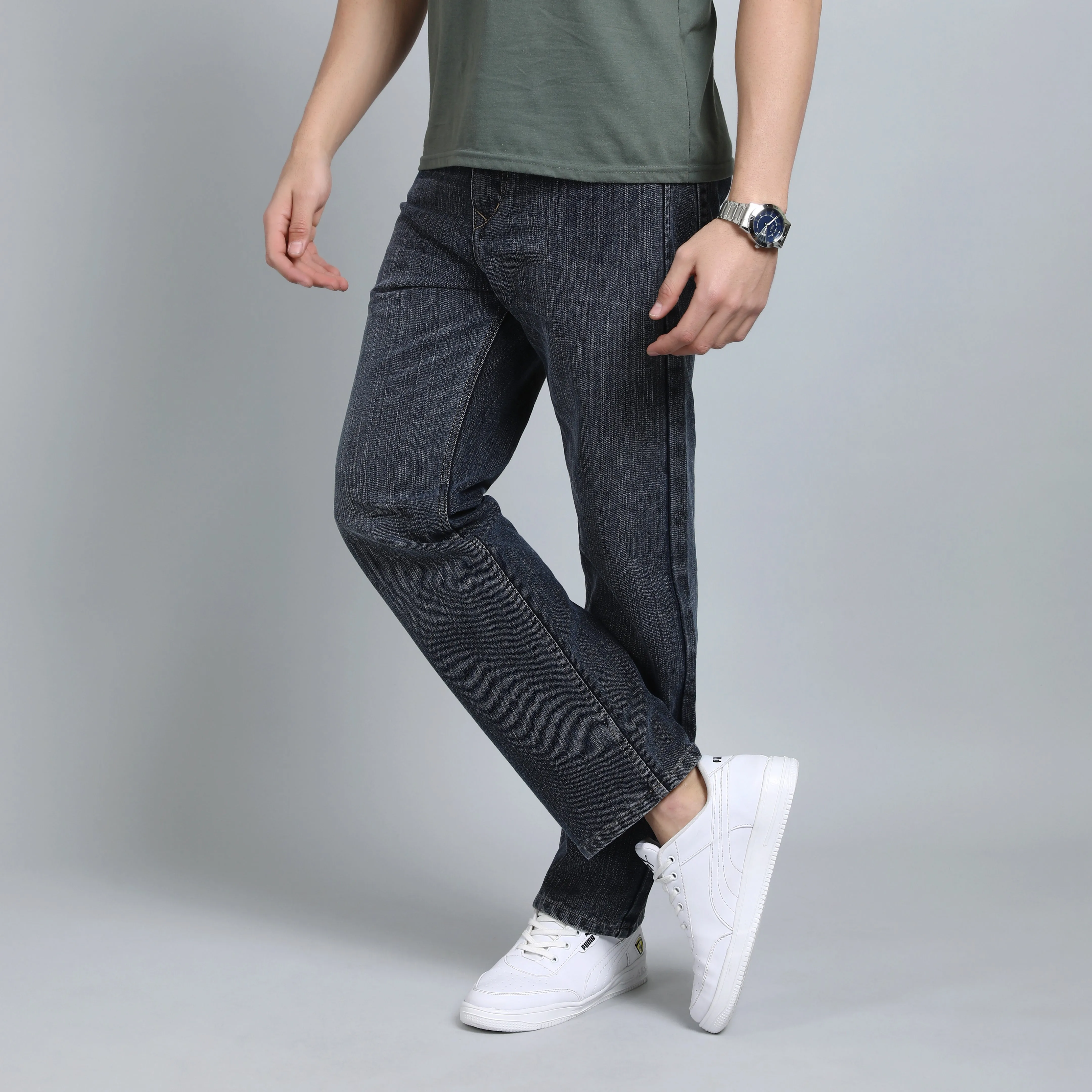 GREY BAGGY FIT JEAN TEDDY