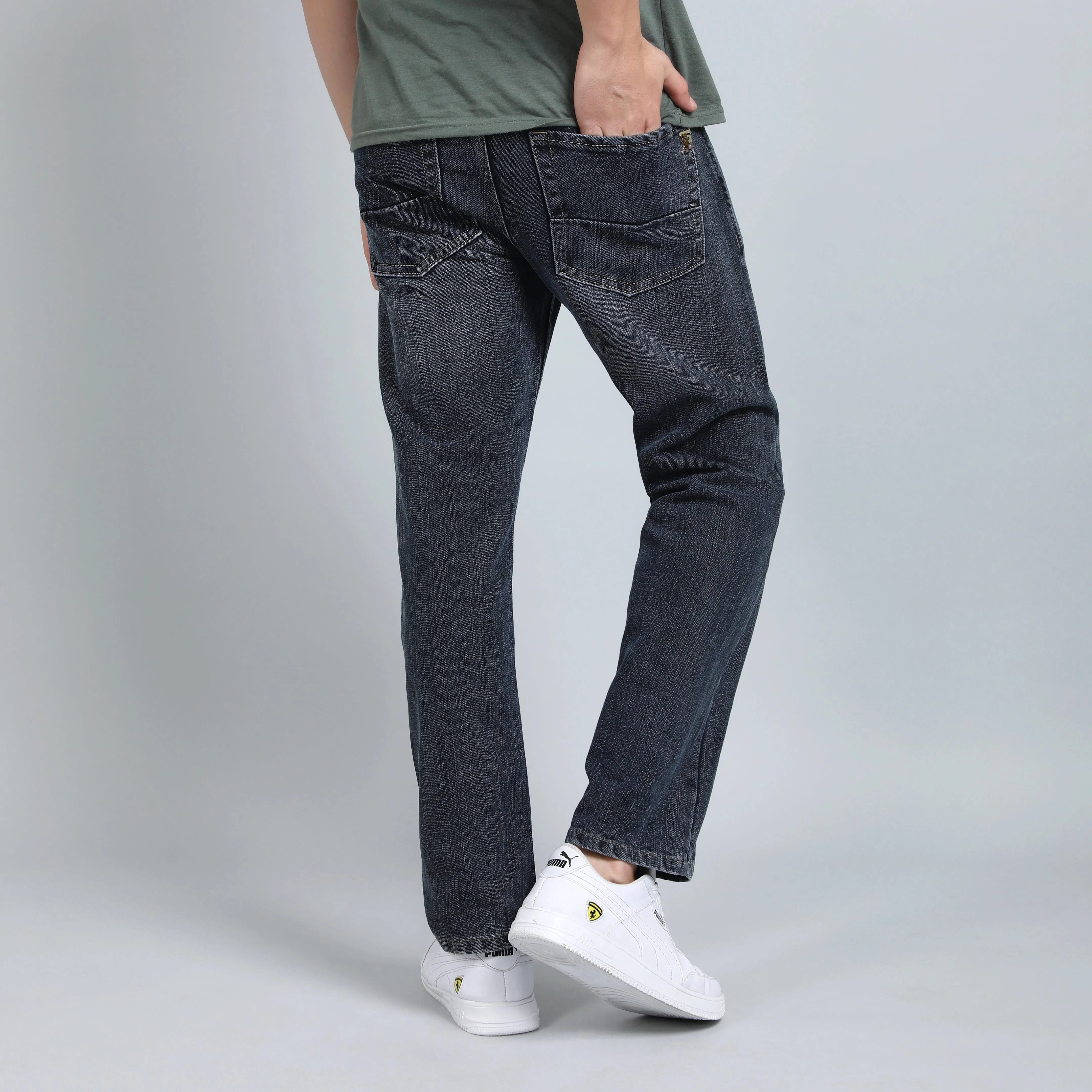 GREY BAGGY FIT JEAN TEDDY