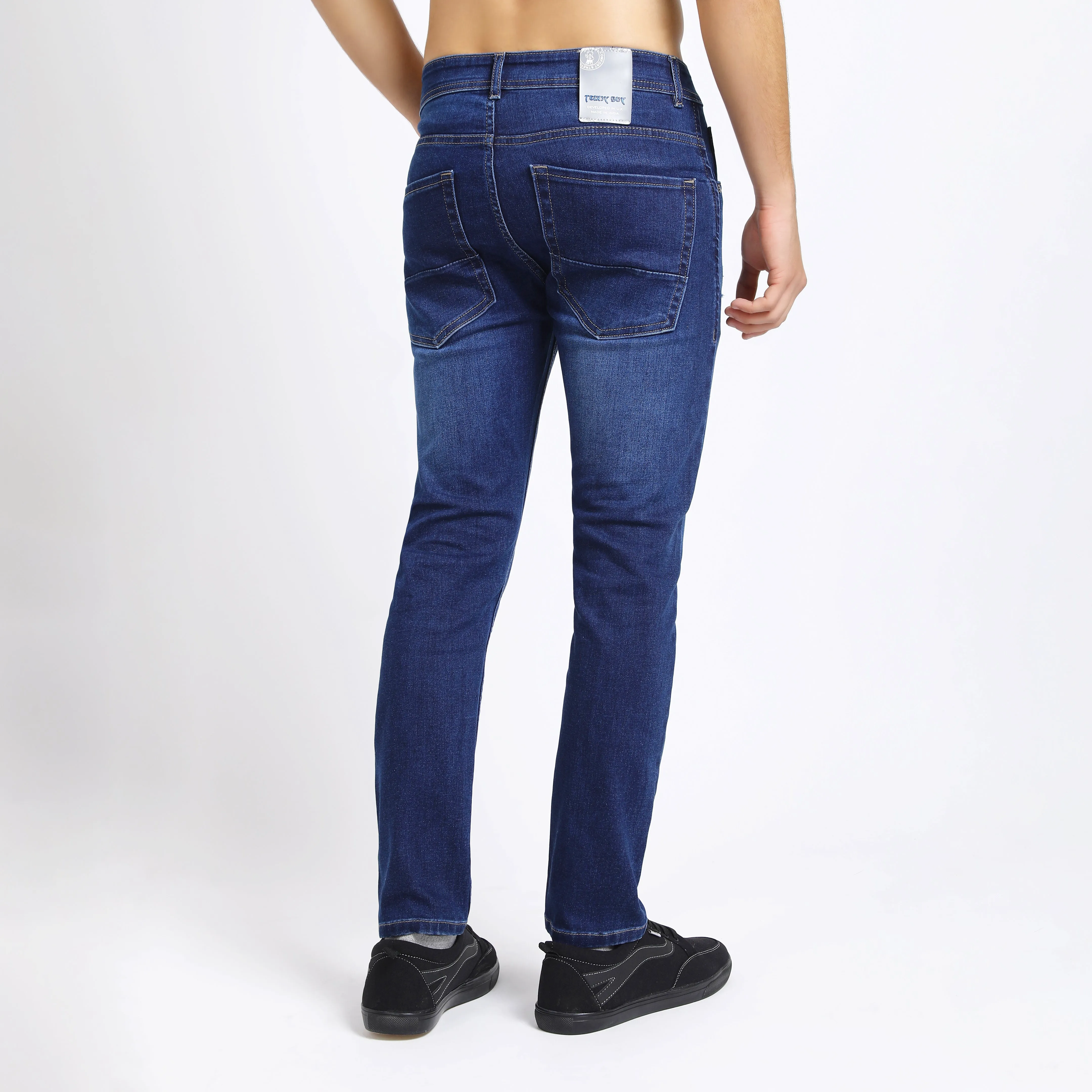 ANKLE DARK BLUE DISTRESSED JEANS FIT