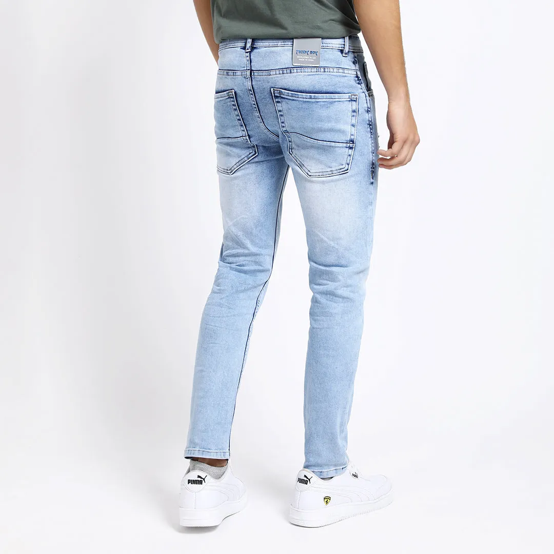 LIGHT BLUE DISTRESSED ANKLE FIT JEANS TEDDY